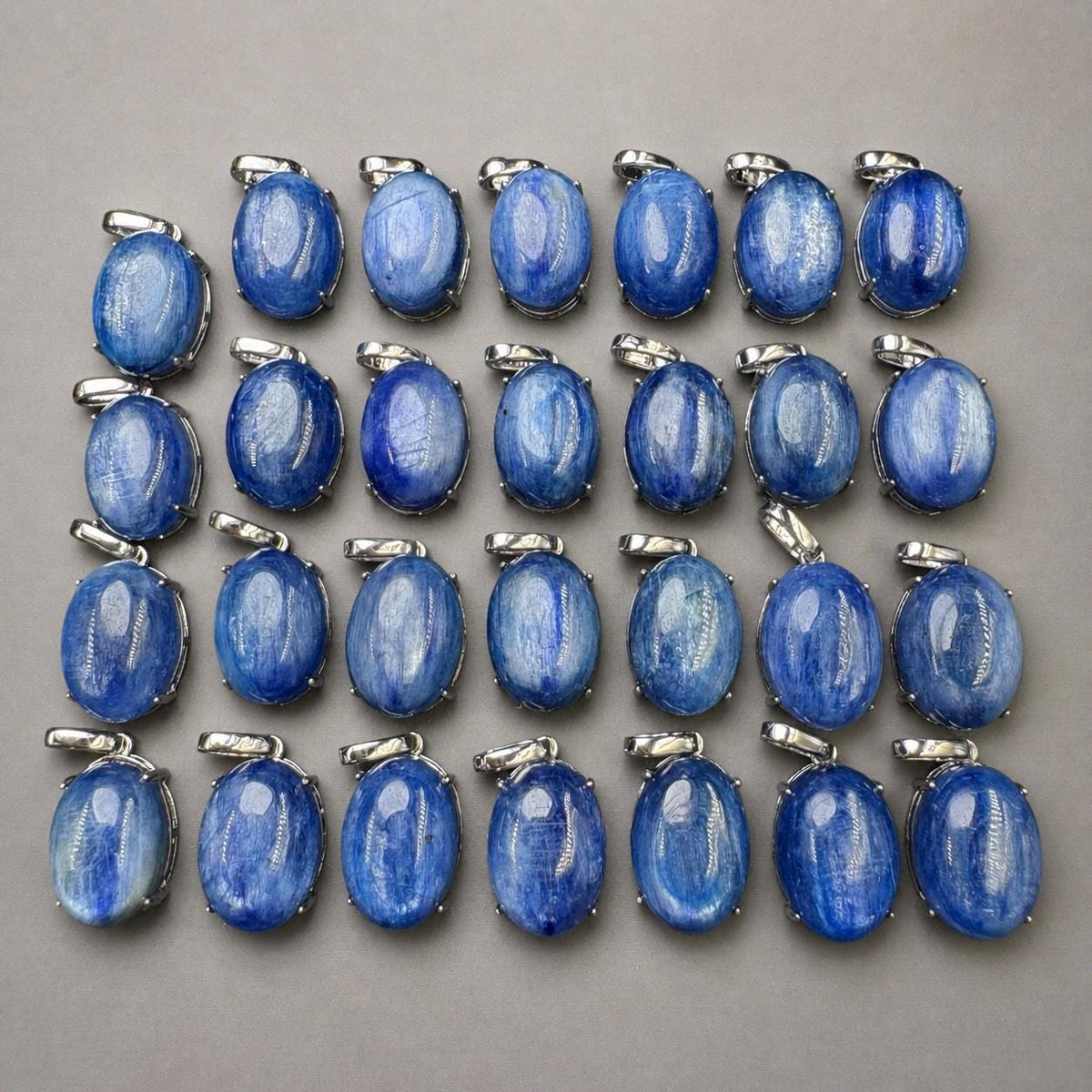 Blue Kyanite Oval Necklace, Copper Pendant with Sterling Silver Chain, Natural Stone Jewelry - view 4