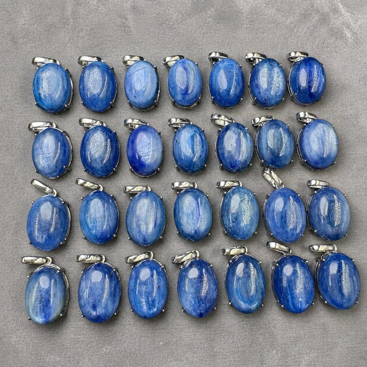 Blue Kyanite Oval Necklace, Copper Pendant with Sterling Silver Chain, Natural Stone Jewelry - view 5