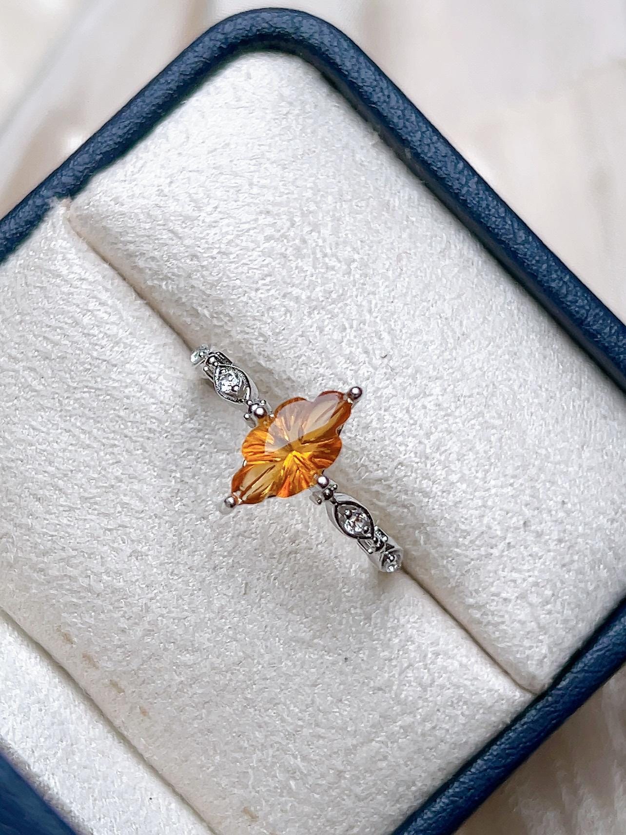 Natural Citrine Marquise Ring, S925 Sterling Silver - view 4