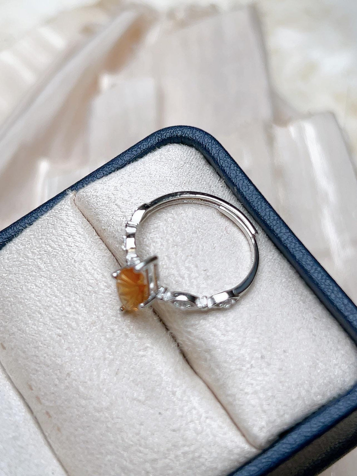 Natural Citrine Marquise Ring, S925 Sterling Silver - view 5