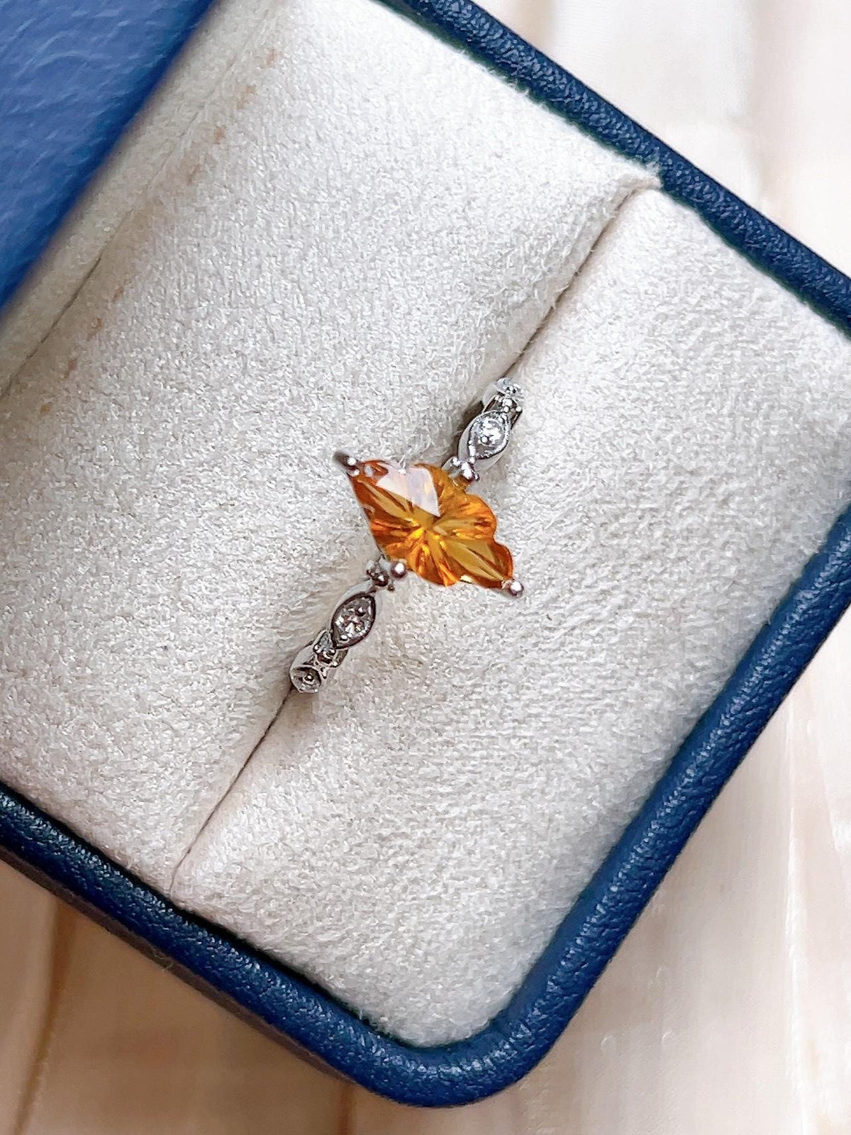 Natural Citrine Marquise Ring, S925 Sterling Silver - view 9
