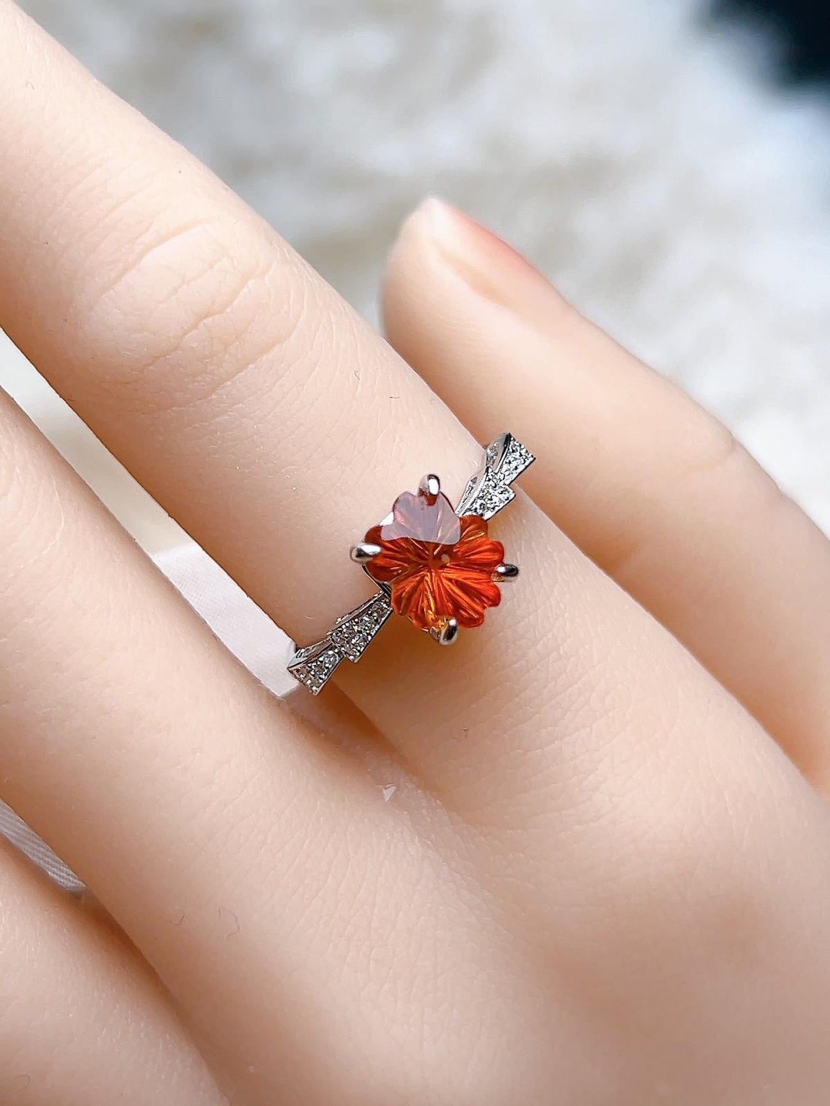 Natural Citrine Rectangular Ring, S925 Sterling Silver - view 3
