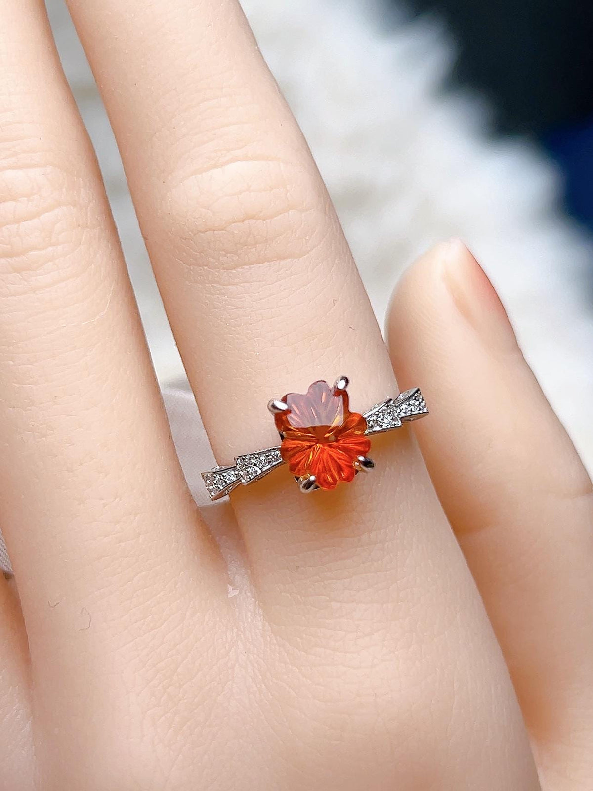 Natural Citrine Rectangular Ring, S925 Sterling Silver - view 7
