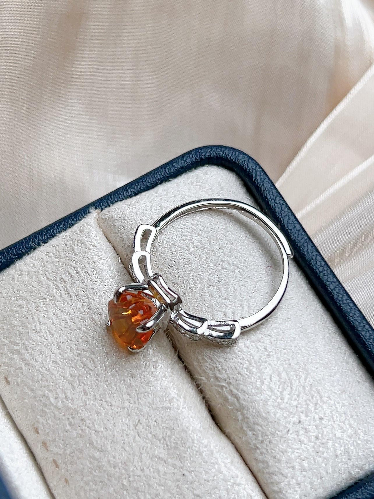 Natural Citrine Rectangular Ring, S925 Sterling Silver - view 8