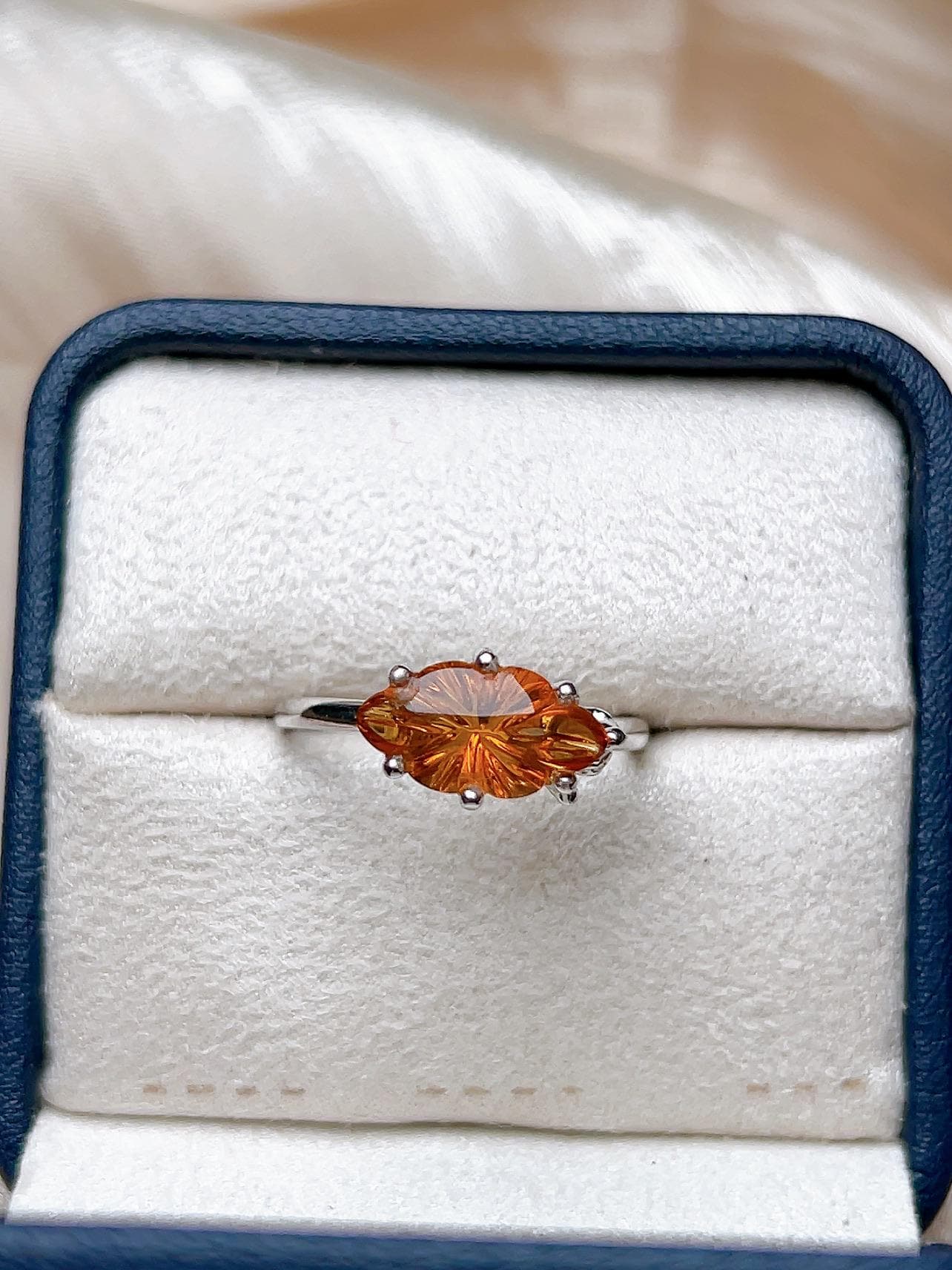 Natural Citrine Leaf Motif Ring, S925 Sterling Silver - view 6