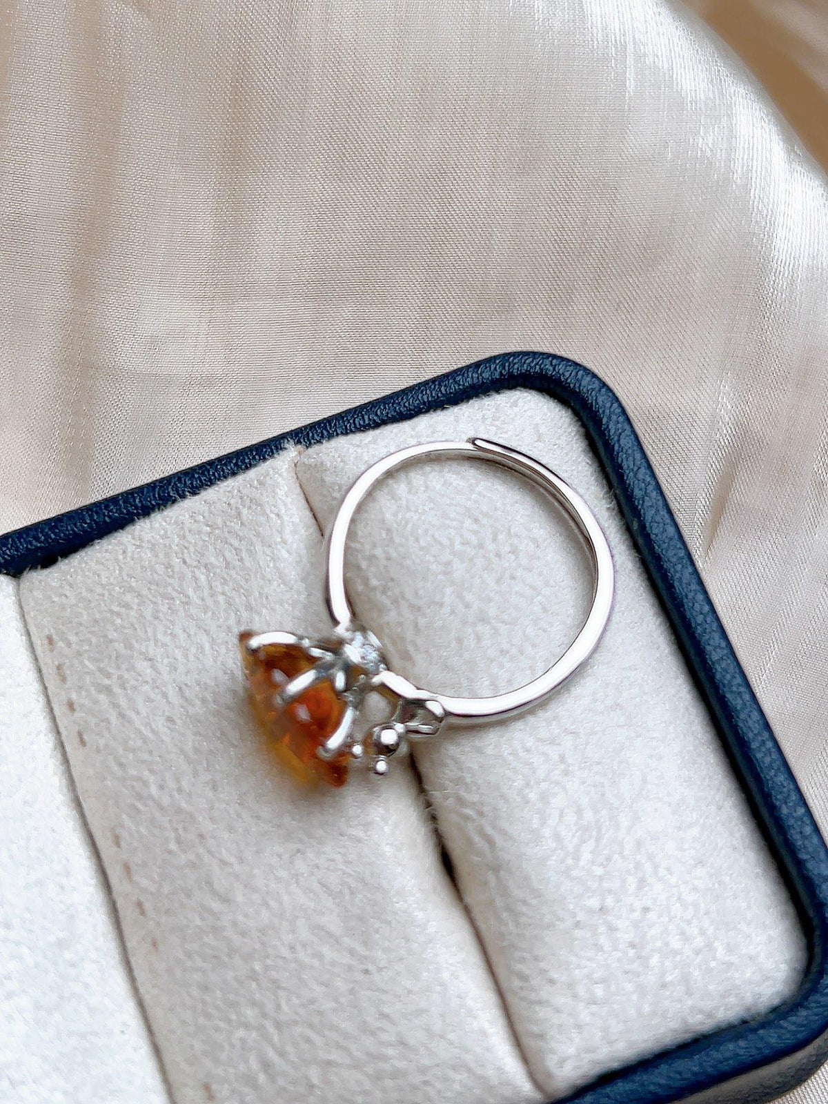 Natural Citrine Leaf Motif Ring, S925 Sterling Silver - view 10