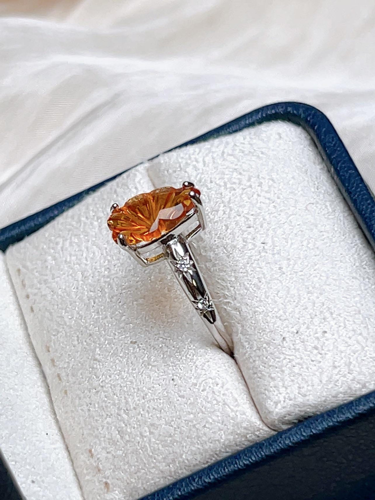 Natural Citrine Sunburst Floral Ring, S925 Sterling Silver - view 4