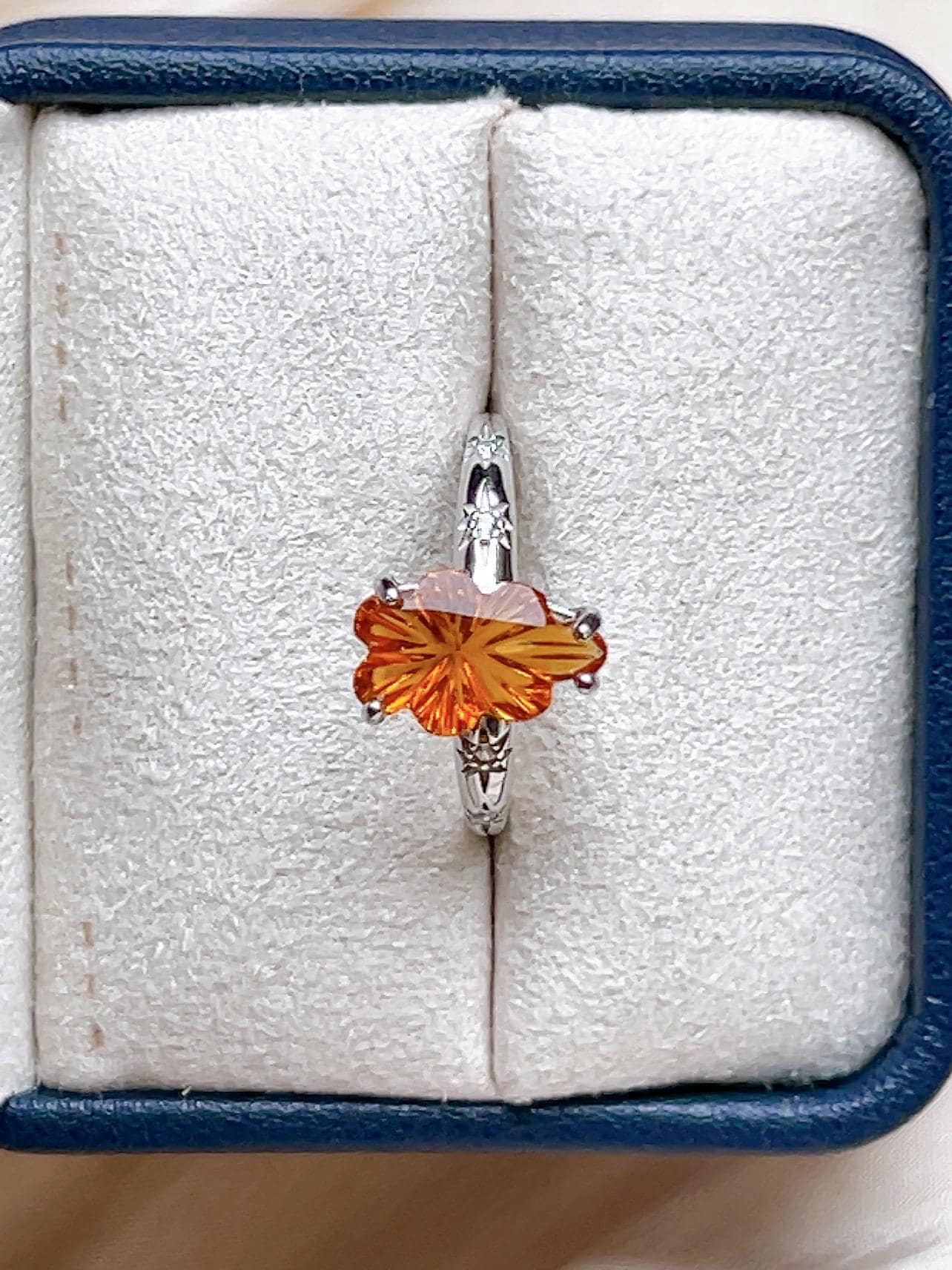 Natural Citrine Sunburst Floral Ring, S925 Sterling Silver - view 8