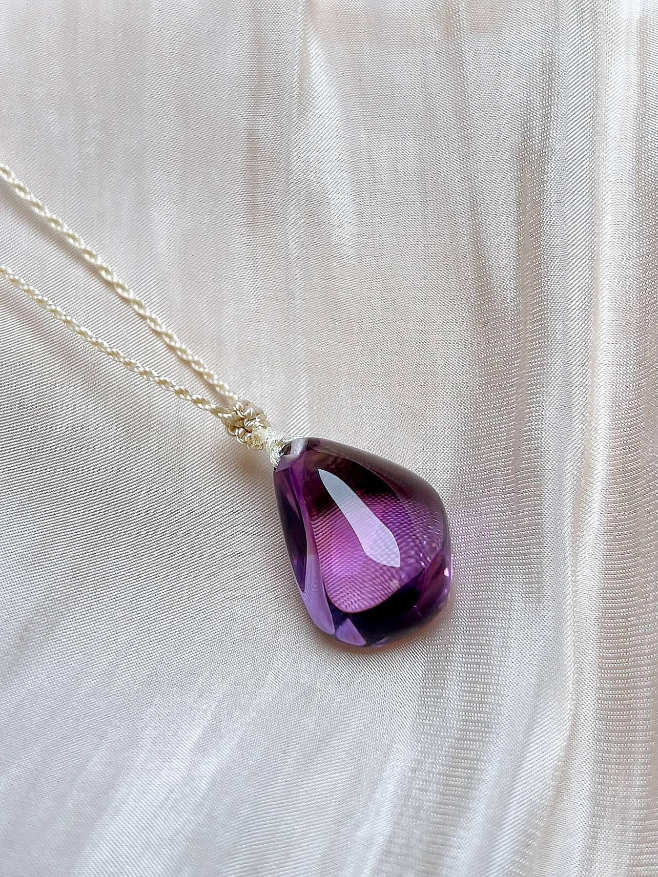 Natural Amethyst Teardrop Pendant - view 3