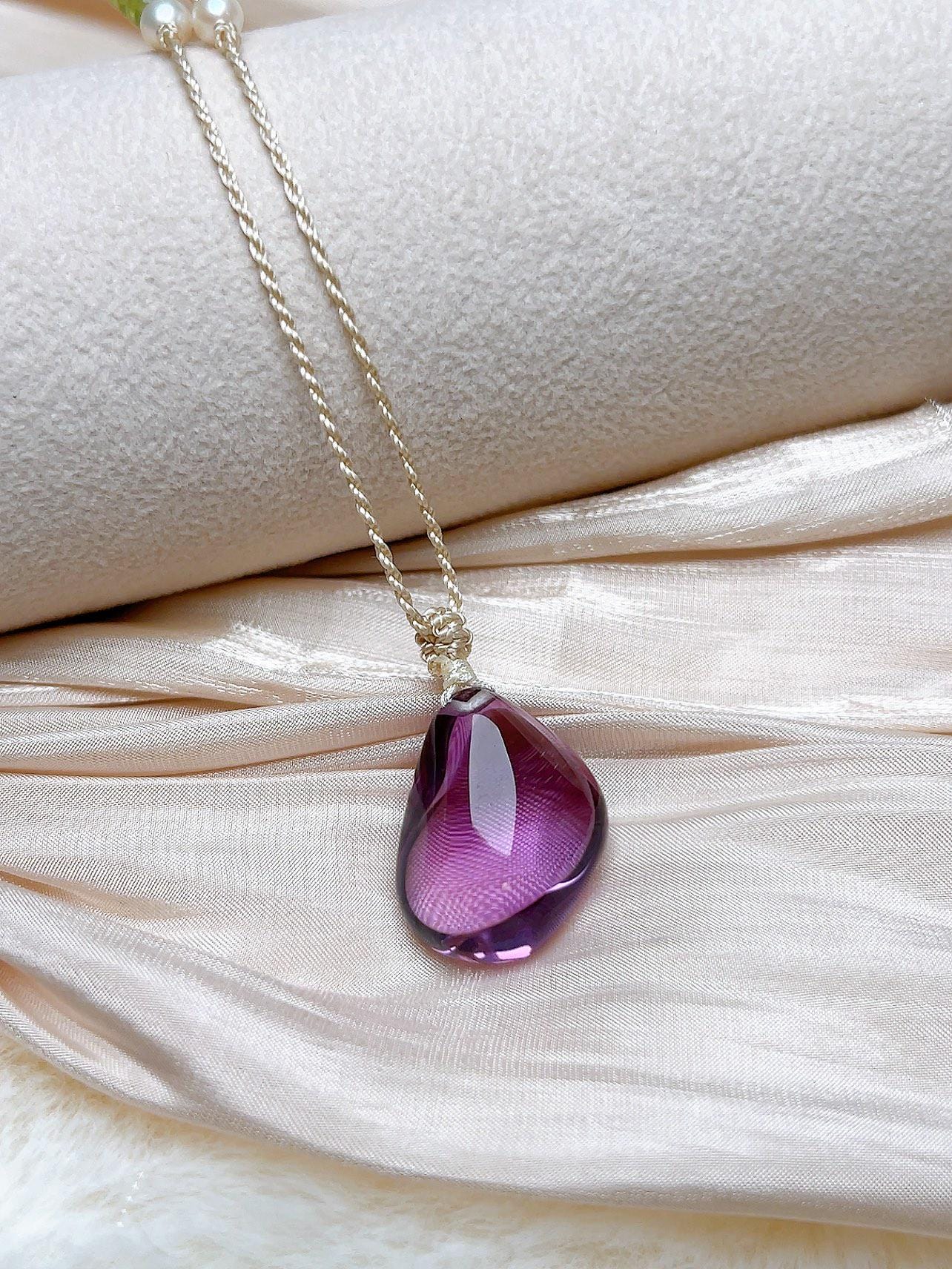 Natural Amethyst Teardrop Pendant - view 2
