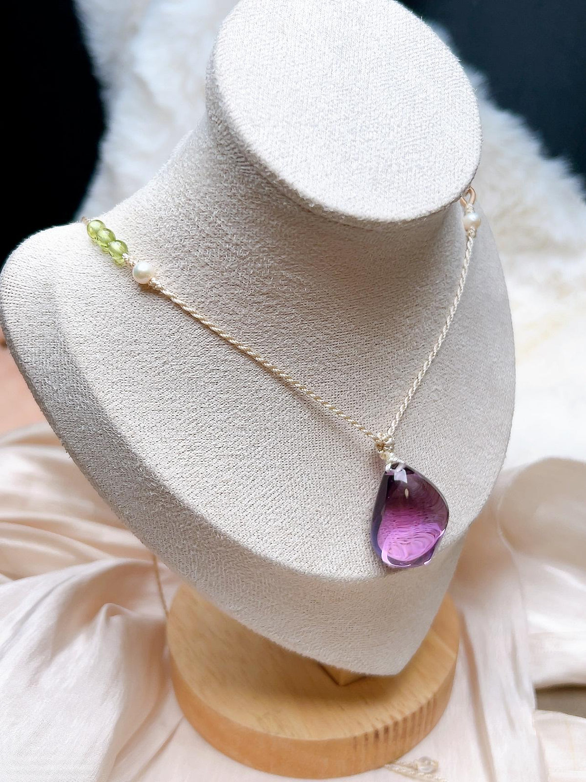 Natural Amethyst Teardrop Pendant - view 4