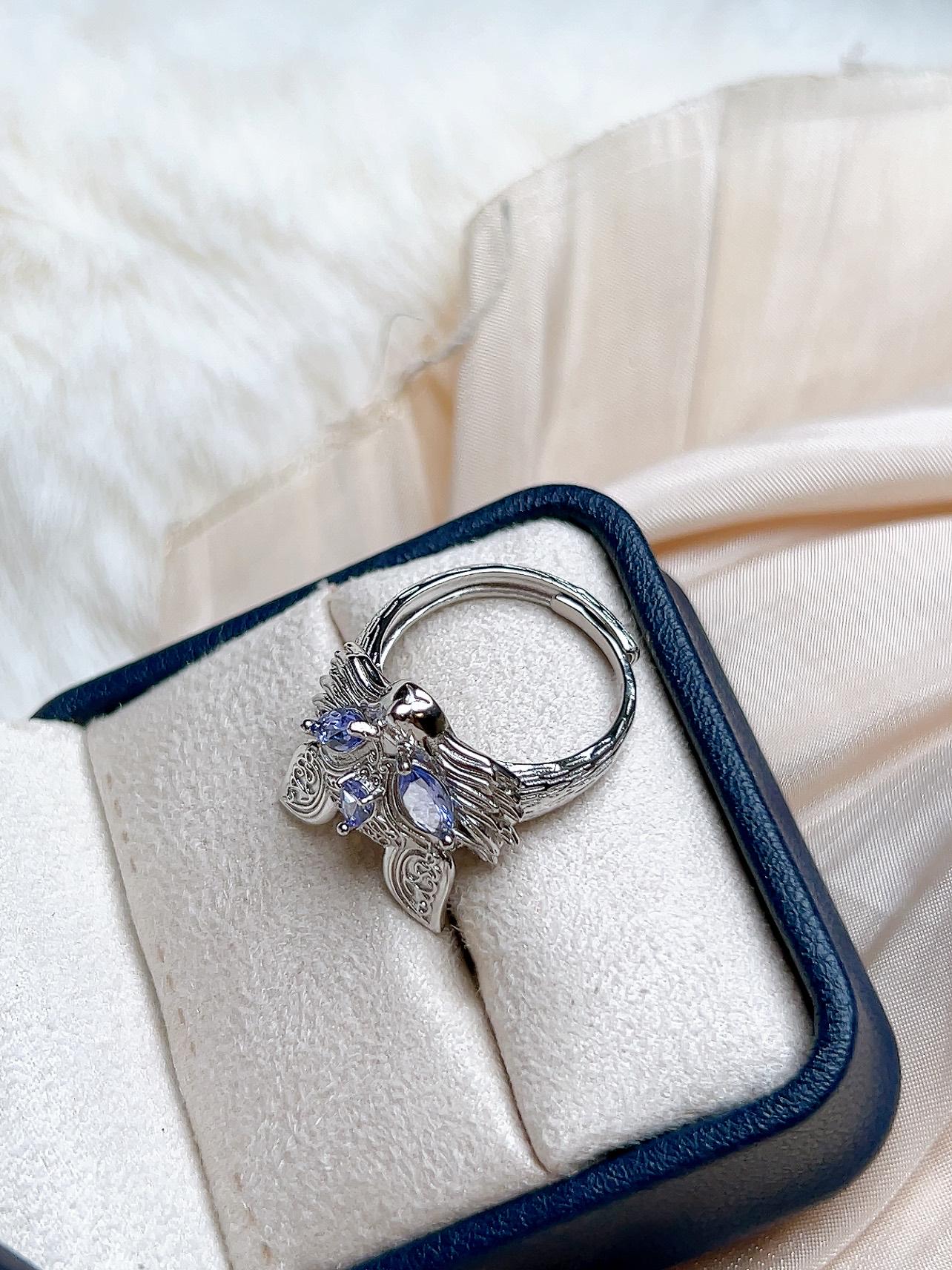 Natural Tanzanite Fox Motif Ring, S925 Sterling Silver - view 5