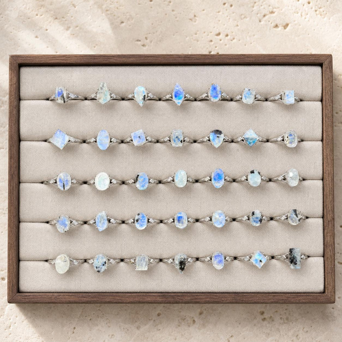 Blue Moonstone Ring, Assorted Natural Stone Shapes, Copper Setting - view 6