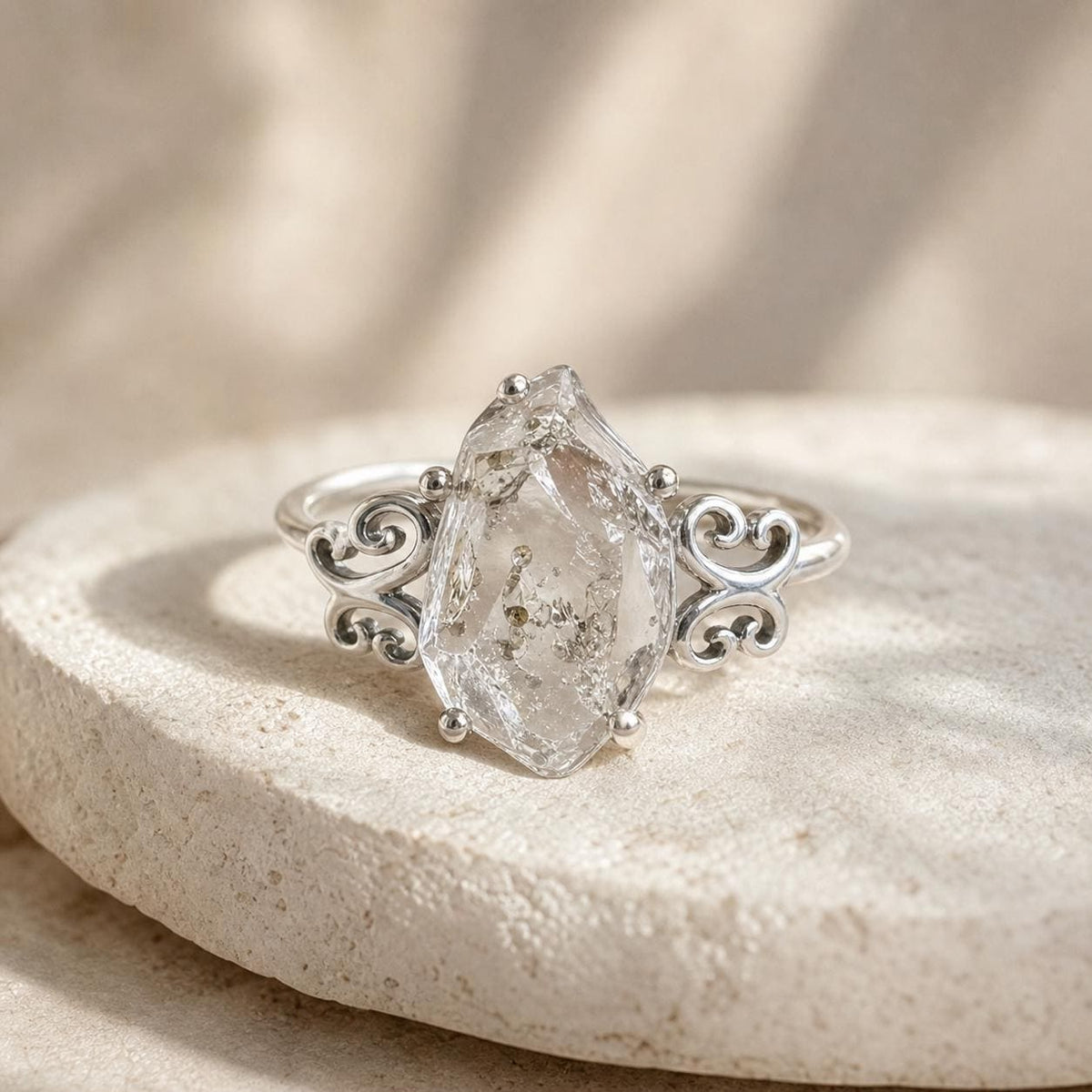 Shanling Diamond Included Stone Ring, Copper Setting, Natural Jewelry - view 1