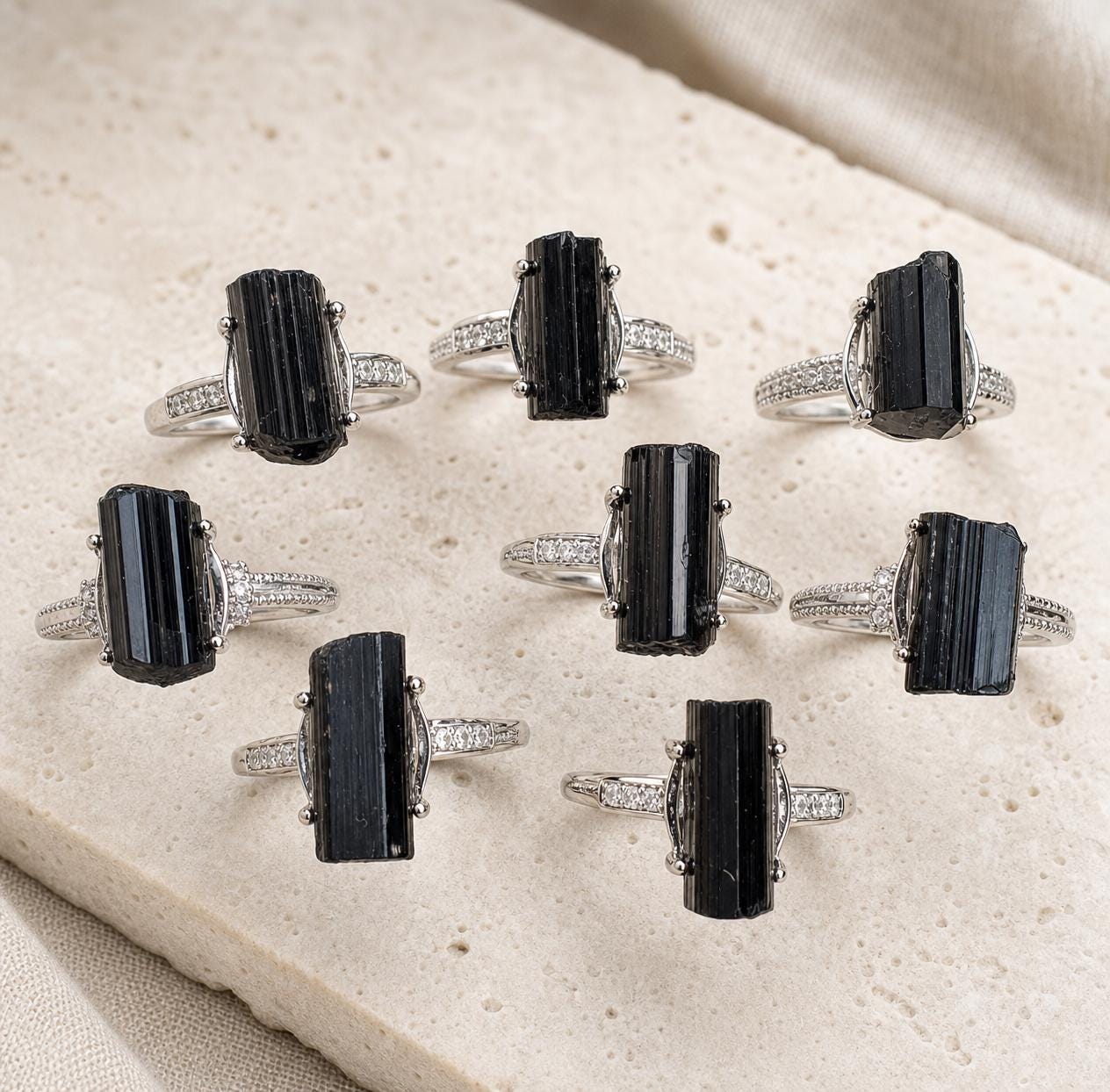 Black Tourmaline Rectangular Ring, Copper Setting, Natural Stone Jewelry - view 1