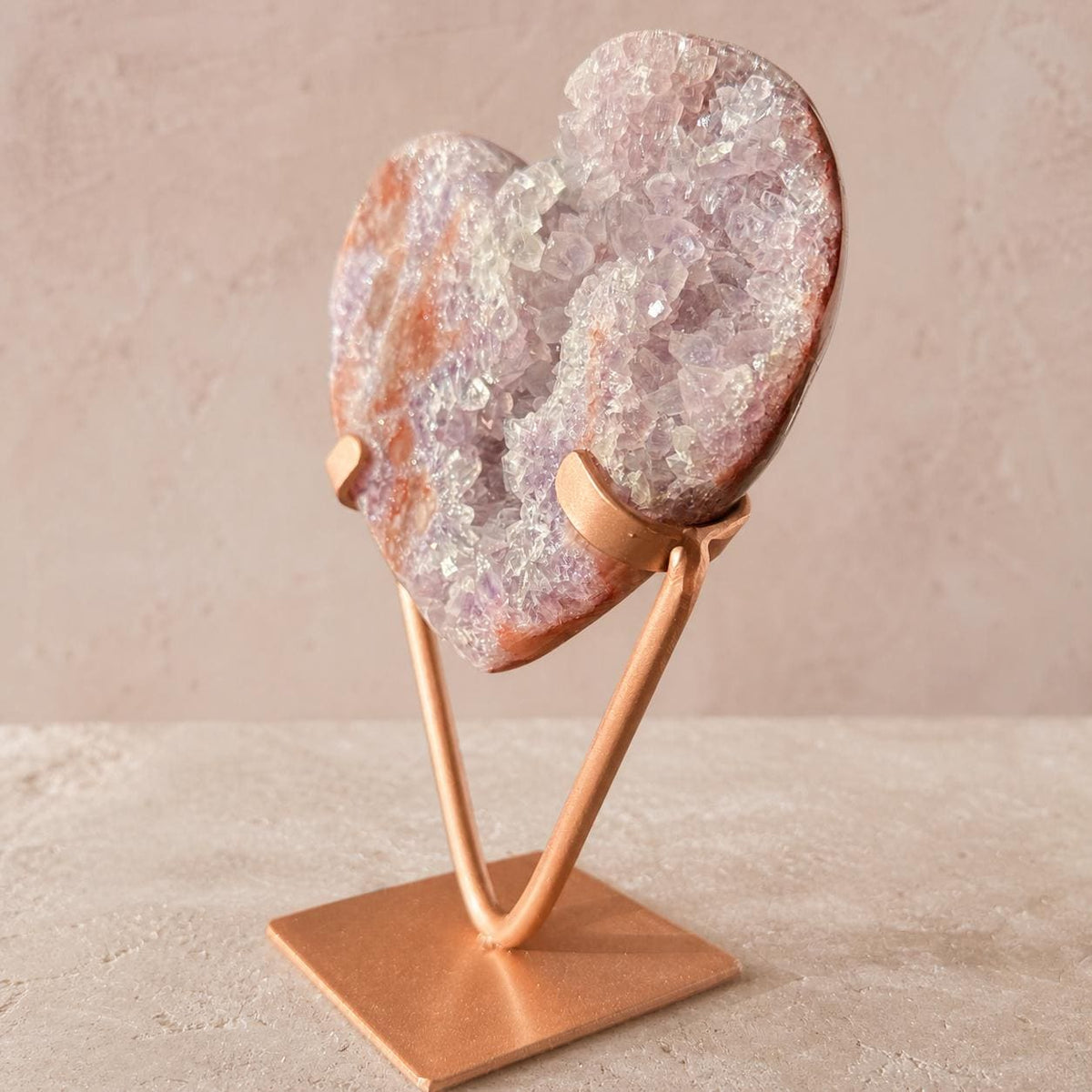 Brazilian Pink Amethyst Heart, Open Druzy Pocket, Exact Crystal Specimen - view 3