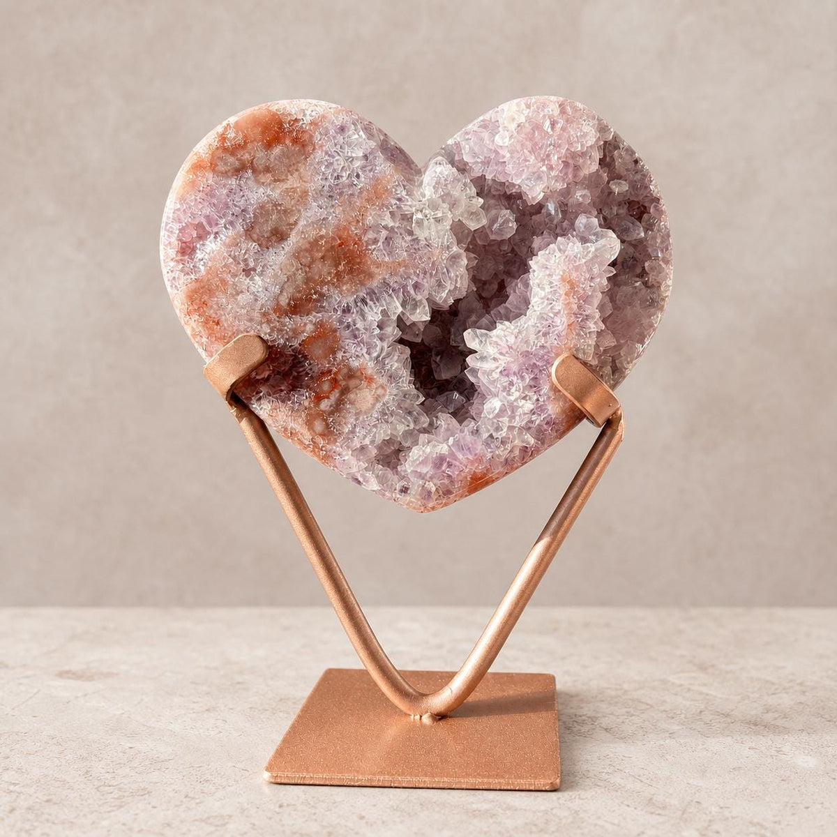 Brazilian Pink Amethyst Heart, Open Druzy Pocket, Exact Crystal Specimen - view 1