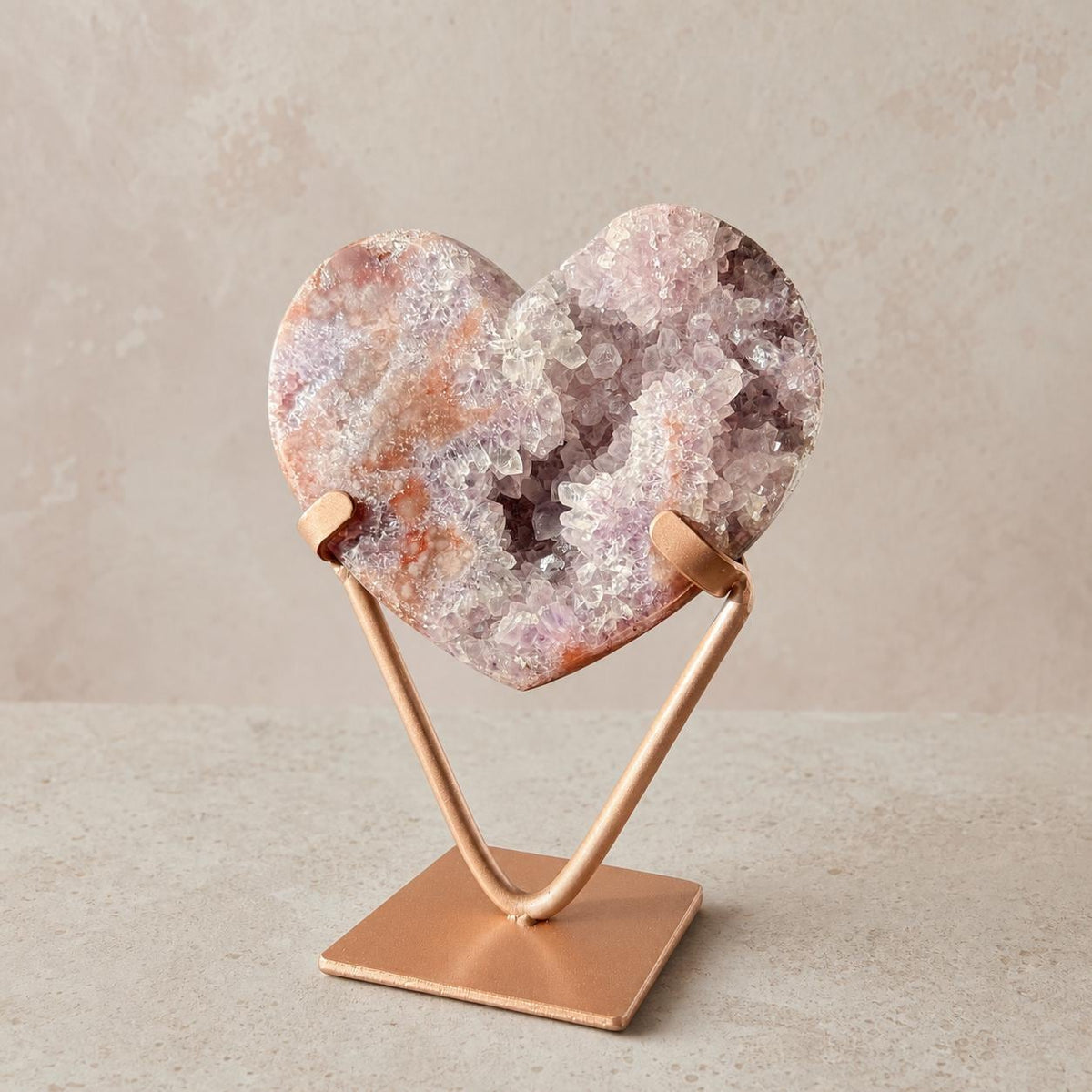 Brazilian Pink Amethyst Heart, Open Druzy Pocket, Exact Crystal Specimen - view 5