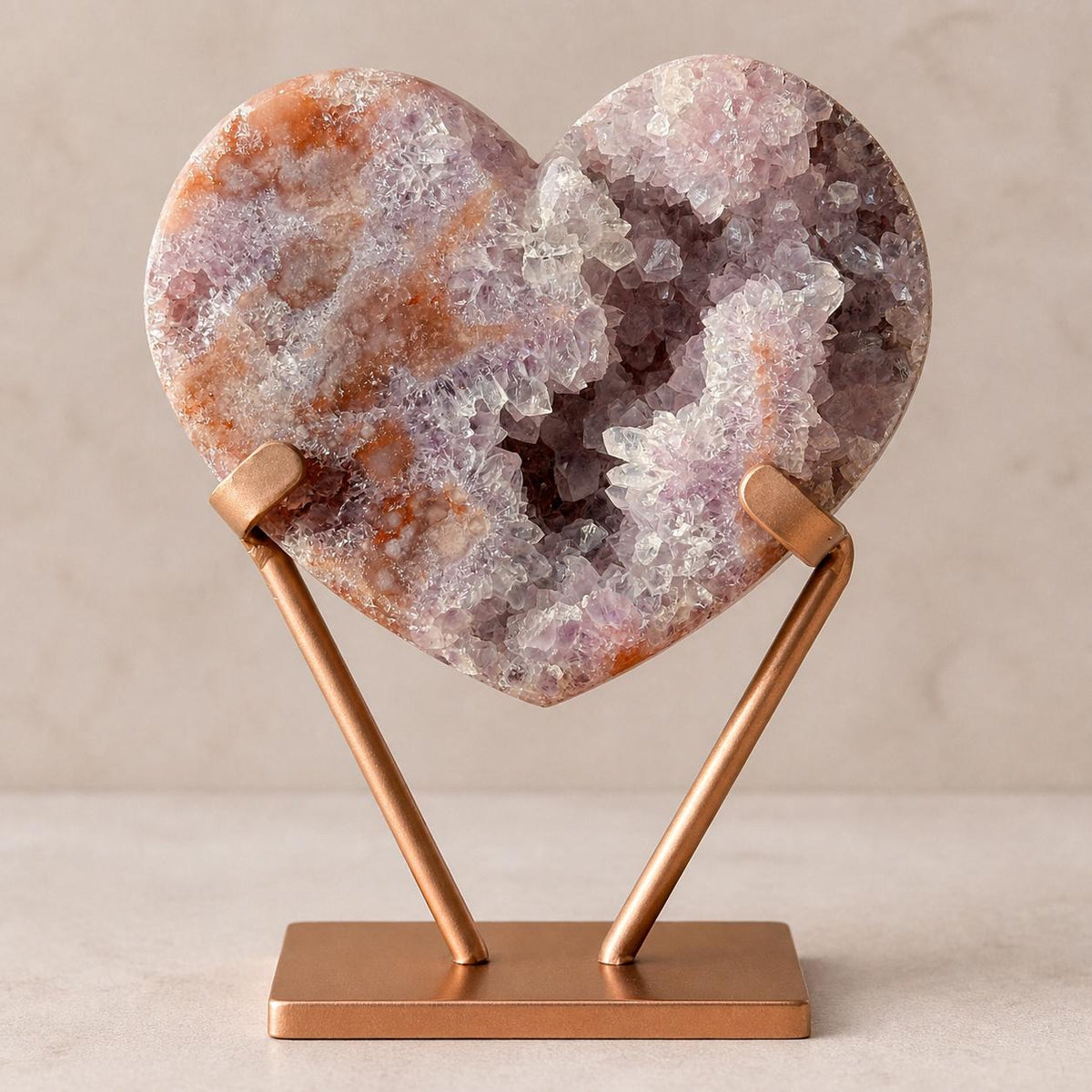Brazilian Pink Amethyst Heart, Open Druzy Pocket, Exact Crystal Specimen - view 6