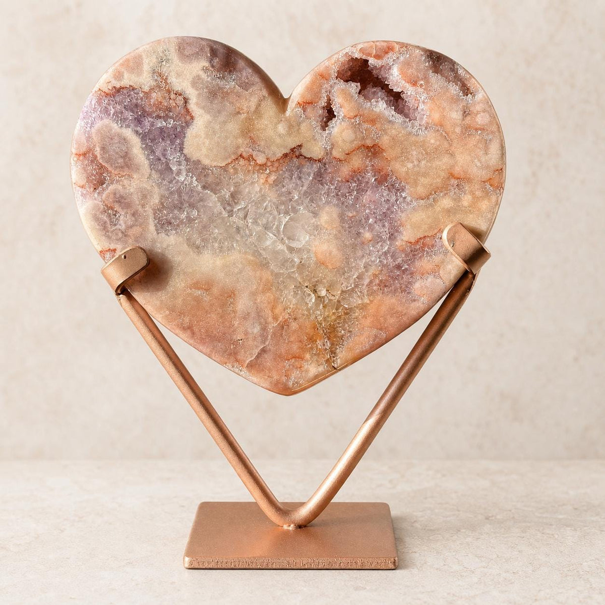 Brazilian Pink Amethyst Heart, Layered Druzy Surface, Exact Crystal Specimen - view 1