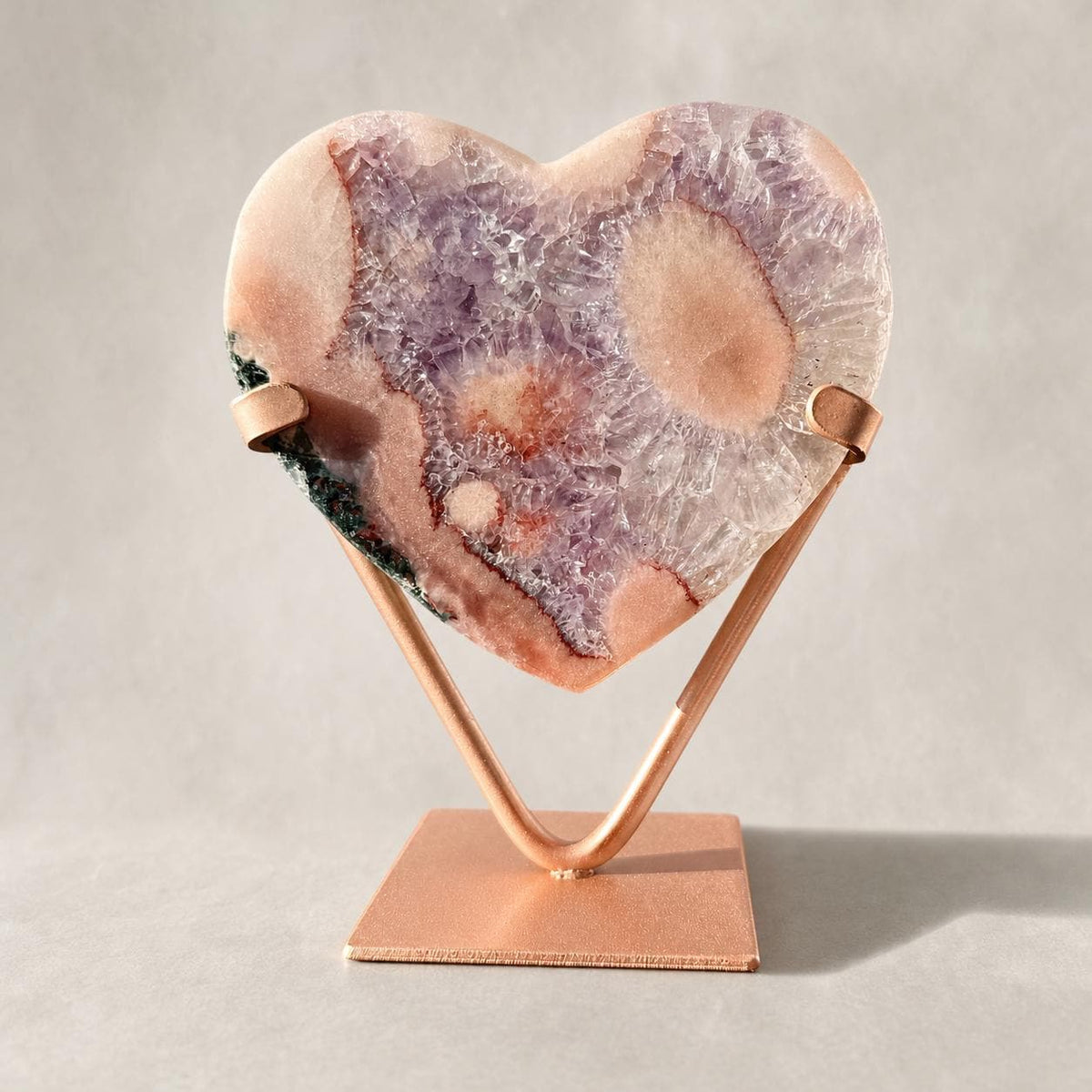 Brazilian Pink Amethyst Heart, Circular Crystal Rosettes, Exact Crystal Specimen - view 1