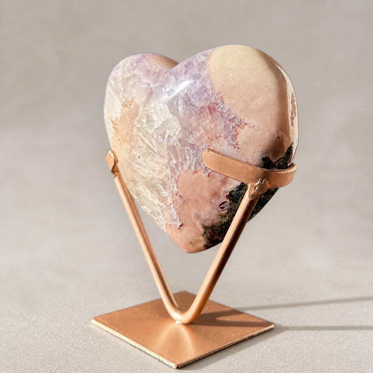 Brazilian Pink Amethyst Heart, Circular Crystal Rosettes, Exact Crystal Specimen - view 5
