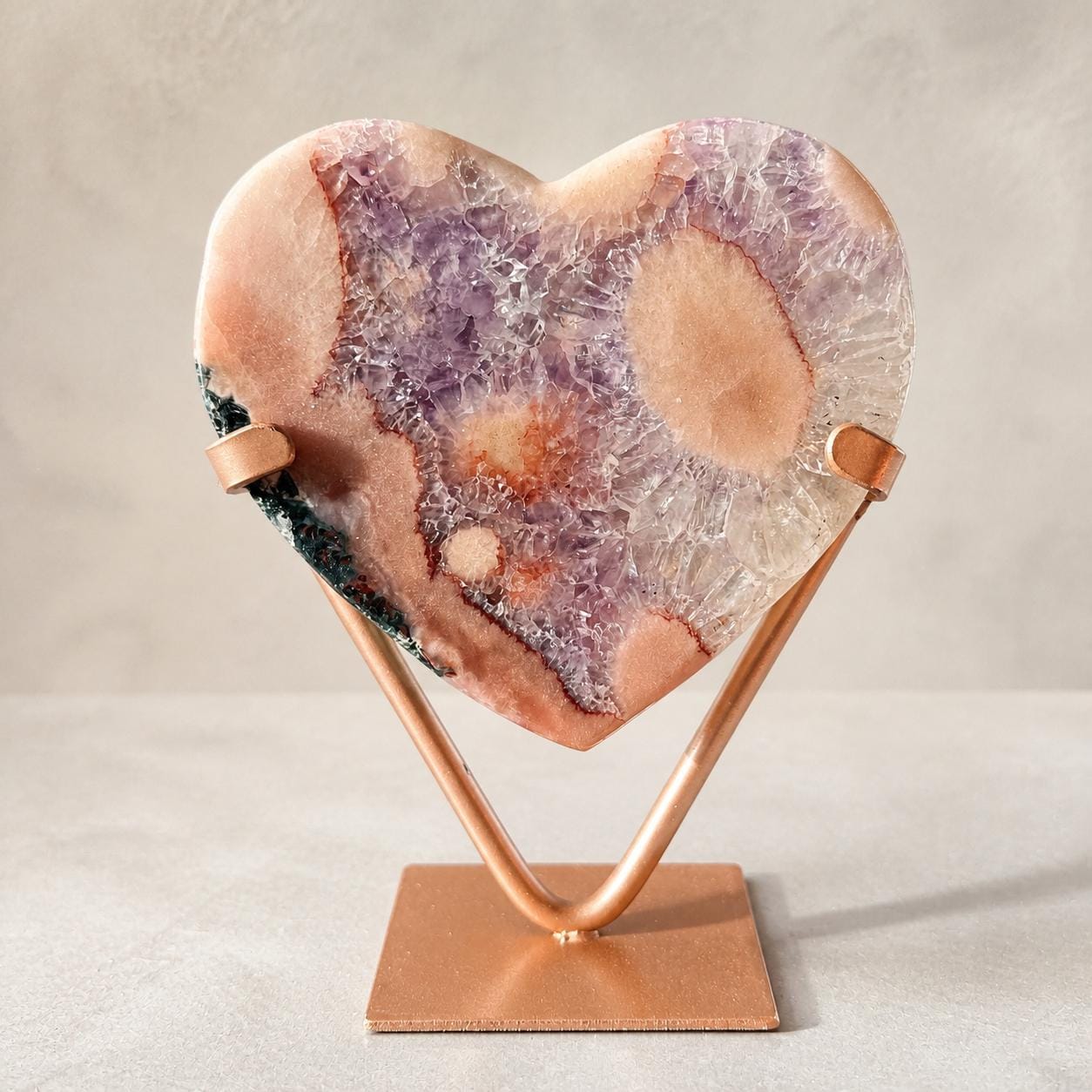 Brazilian Pink Amethyst Heart, Circular Crystal Rosettes, Exact Crystal Specimen - view 6