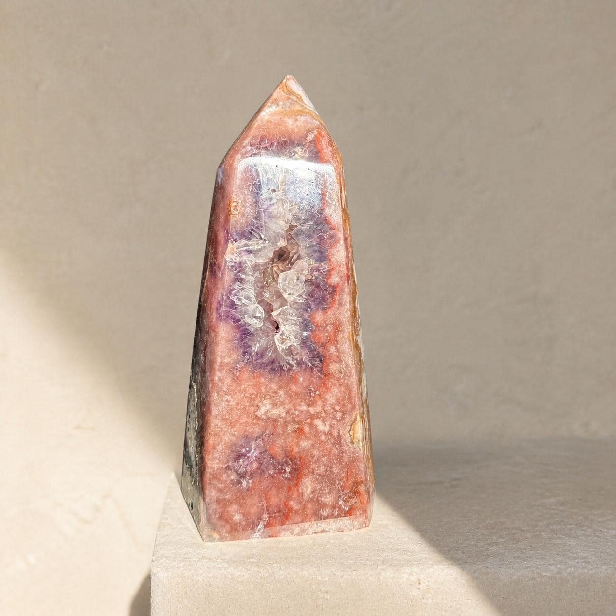 Brazilian Pink Amethyst Tower with Purple Amethyst, Large Crystal Point, Exact Specimen - view 1