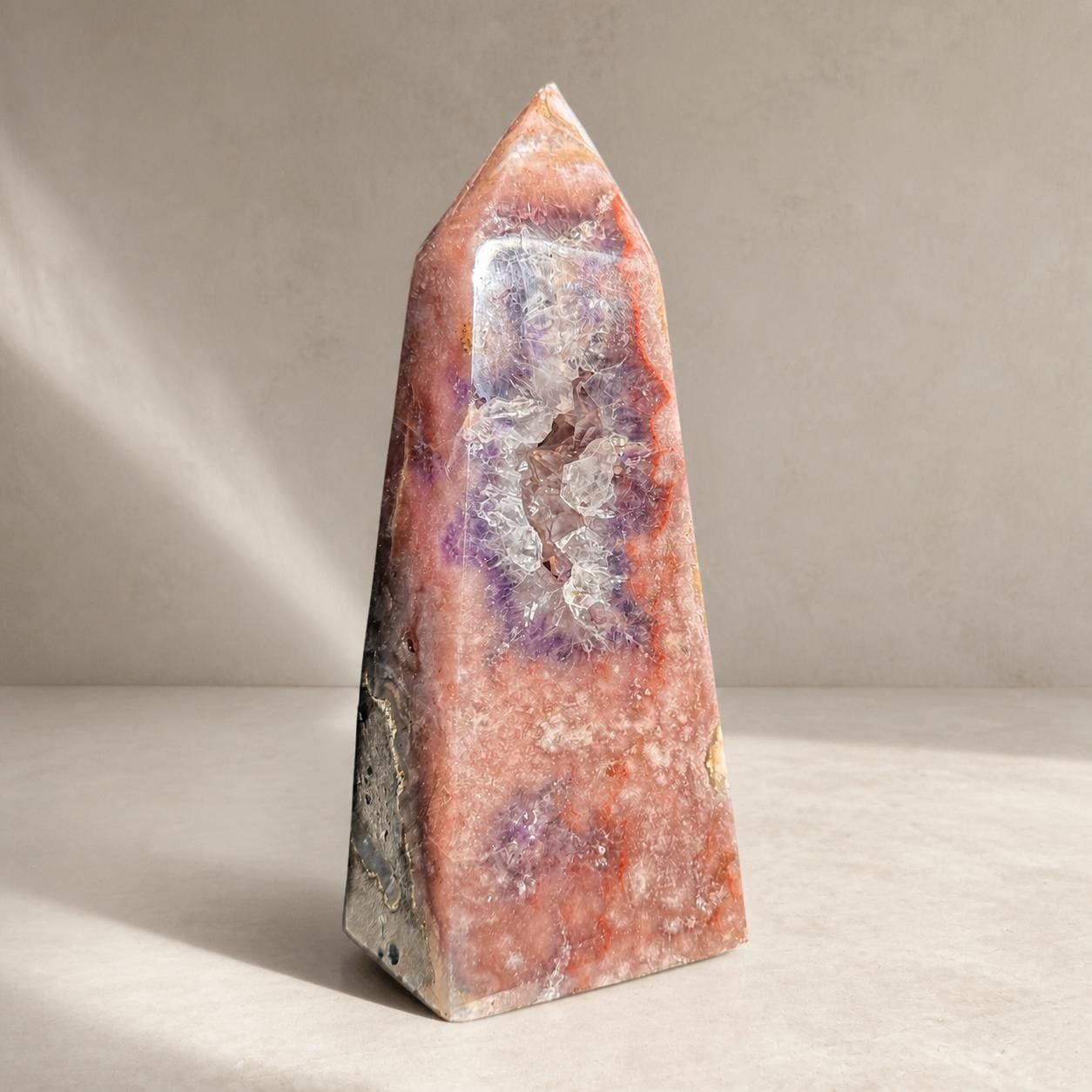 Brazilian Pink Amethyst Tower with Purple Amethyst, Large Crystal Point, Exact Specimen - view 3