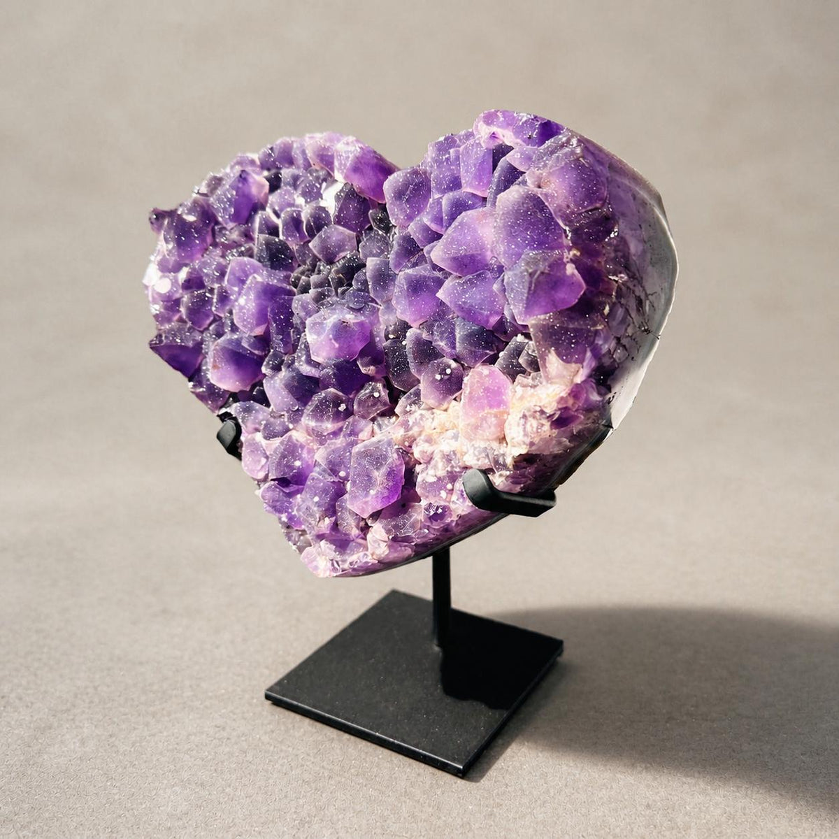 Brazilian Sugar Amethyst Heart, Purple Druzy Crystal Display, Exact Specimen - view 5