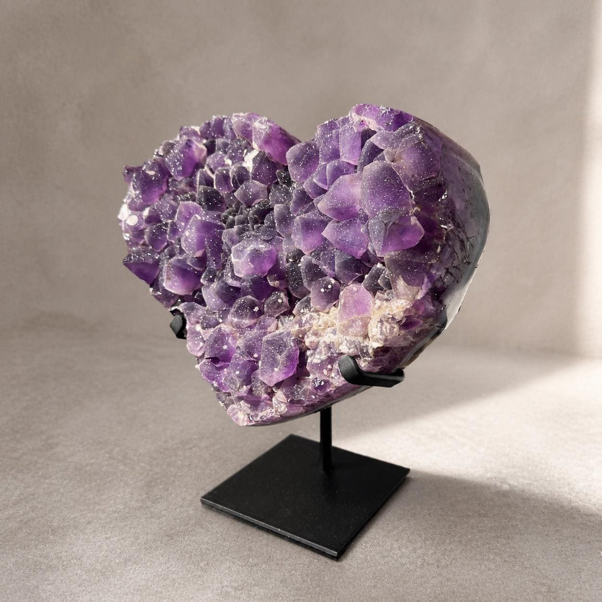 Brazilian Sugar Amethyst Heart, Purple Druzy Crystal Display, Exact Specimen - view 8