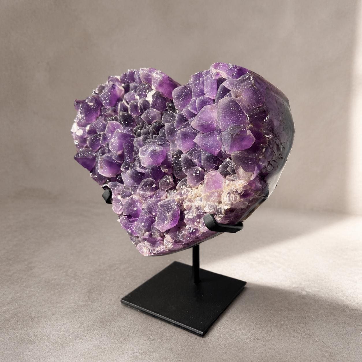 Brazilian Sugar Amethyst Heart, Purple Druzy Crystal Display, Exact Specimen - view 8