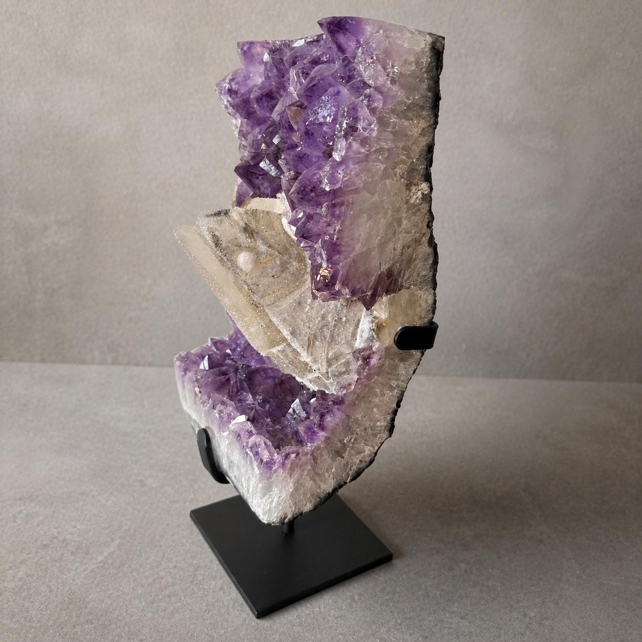 Brazilian Amethyst and Calcite Cluster, Large Crystal Mineral Specimen, Exact Piece - view 4