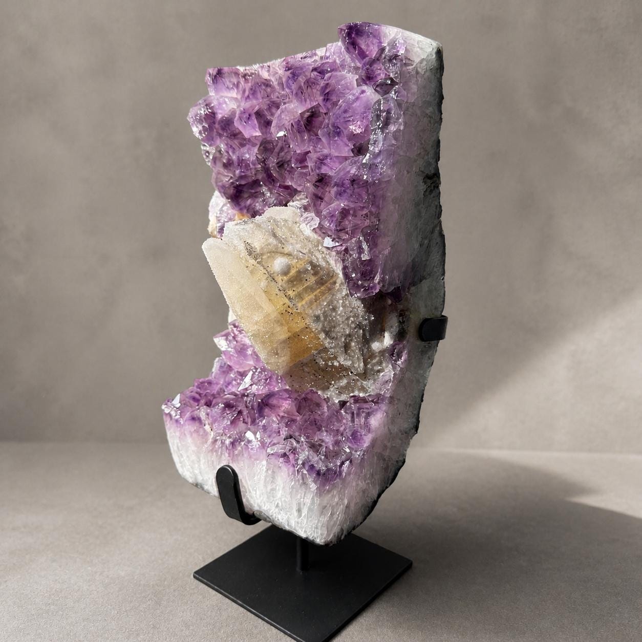 Brazilian Amethyst and Calcite Cluster, Large Crystal Mineral Specimen, Exact Piece - view 9