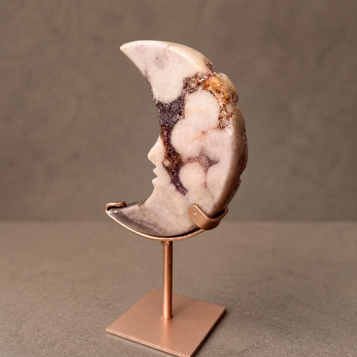 Brazilian Pink Amethyst Moon, Purple Druzy Crescent Crystal, Exact Specimen - view 7