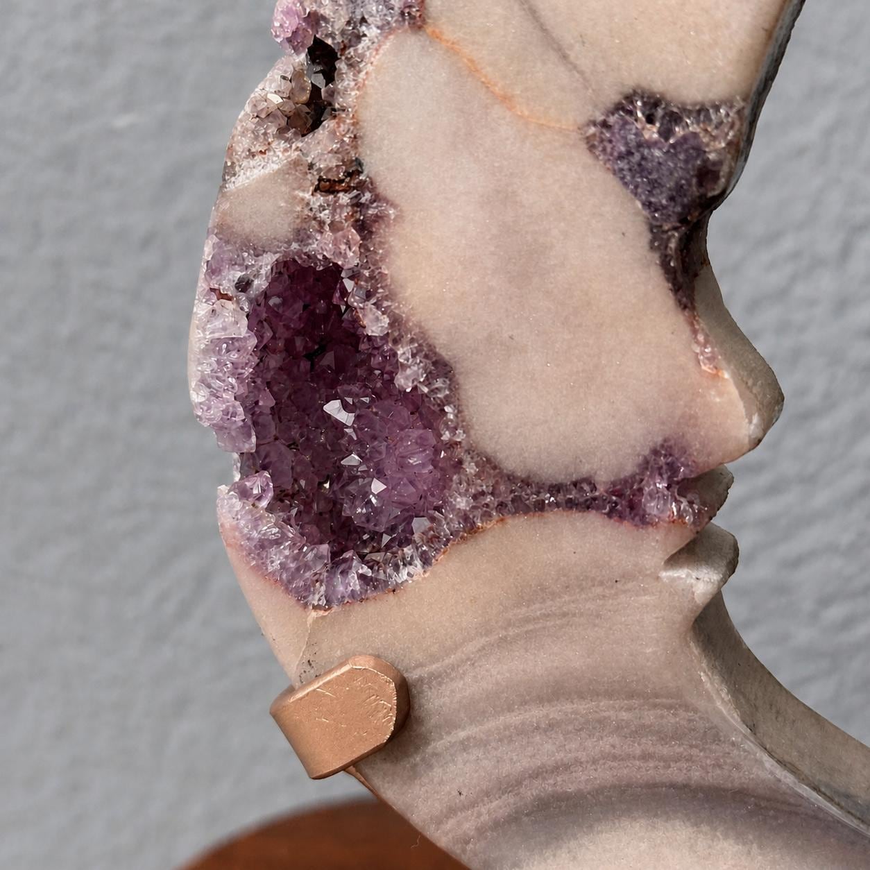 Brazilian Pink Amethyst Moon, Purple Druzy Crescent Crystal, Exact Specimen - view 8