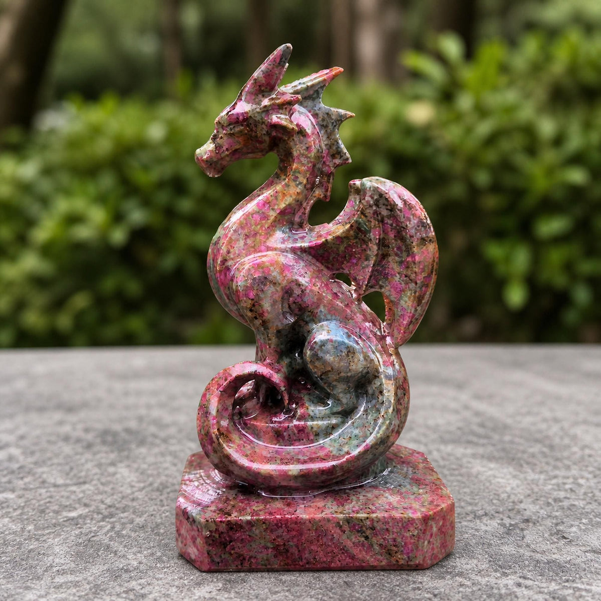 Multicolor Gemstone Dragon Carving, Flying Dragon Figurine, Exact Piece - view 3
