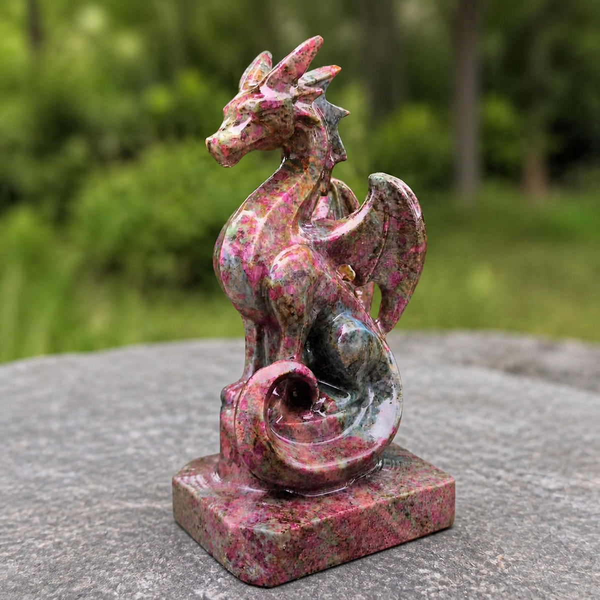 Multicolor Gemstone Dragon Carving, Flying Dragon Figurine, Exact Piece - view 7