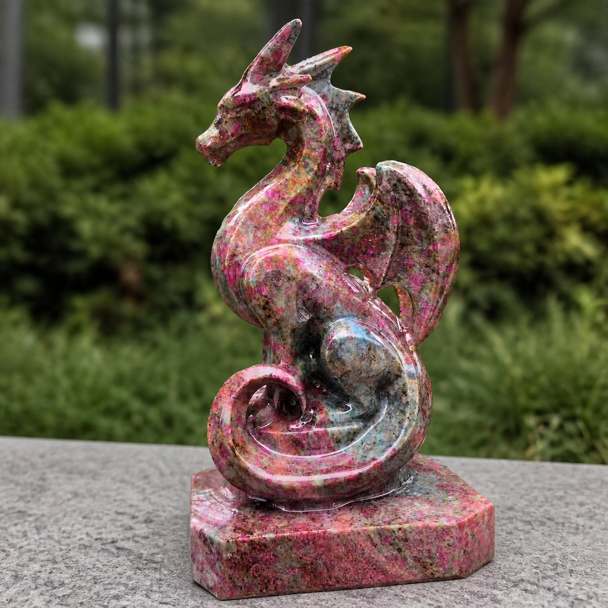 Multicolor Gemstone Dragon Carving, Flying Dragon Figurine, Exact Piece - view 8