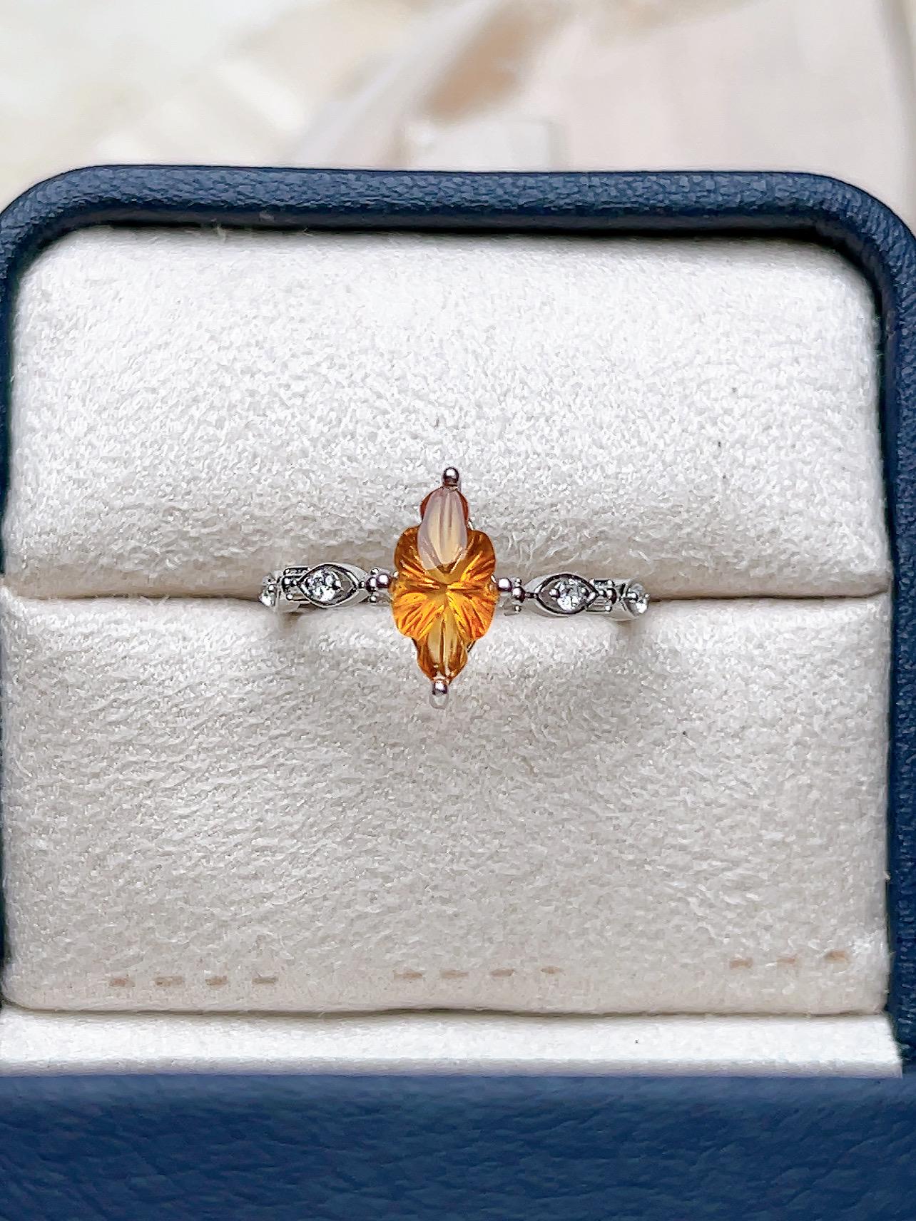Natural Citrine Marquise Ring, S925 Sterling Silver - view 1
