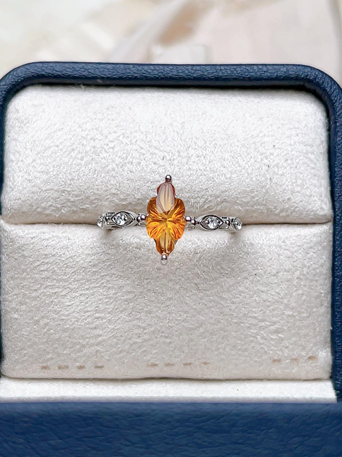 Natural Citrine Marquise Ring, S925 Sterling Silver - view 1