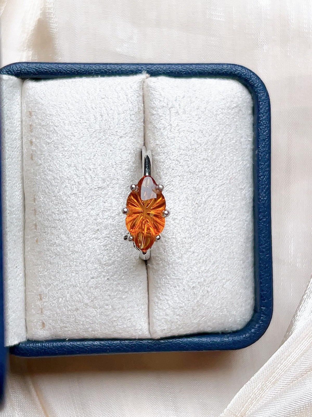 Natural Citrine Leaf Motif Ring, S925 Sterling Silver - view 3