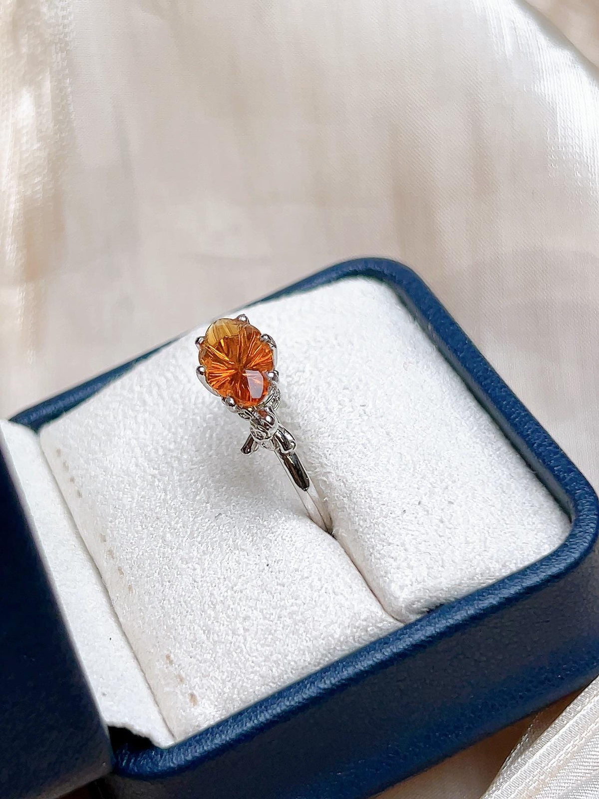 Natural Citrine Leaf Motif Ring, S925 Sterling Silver - view 2