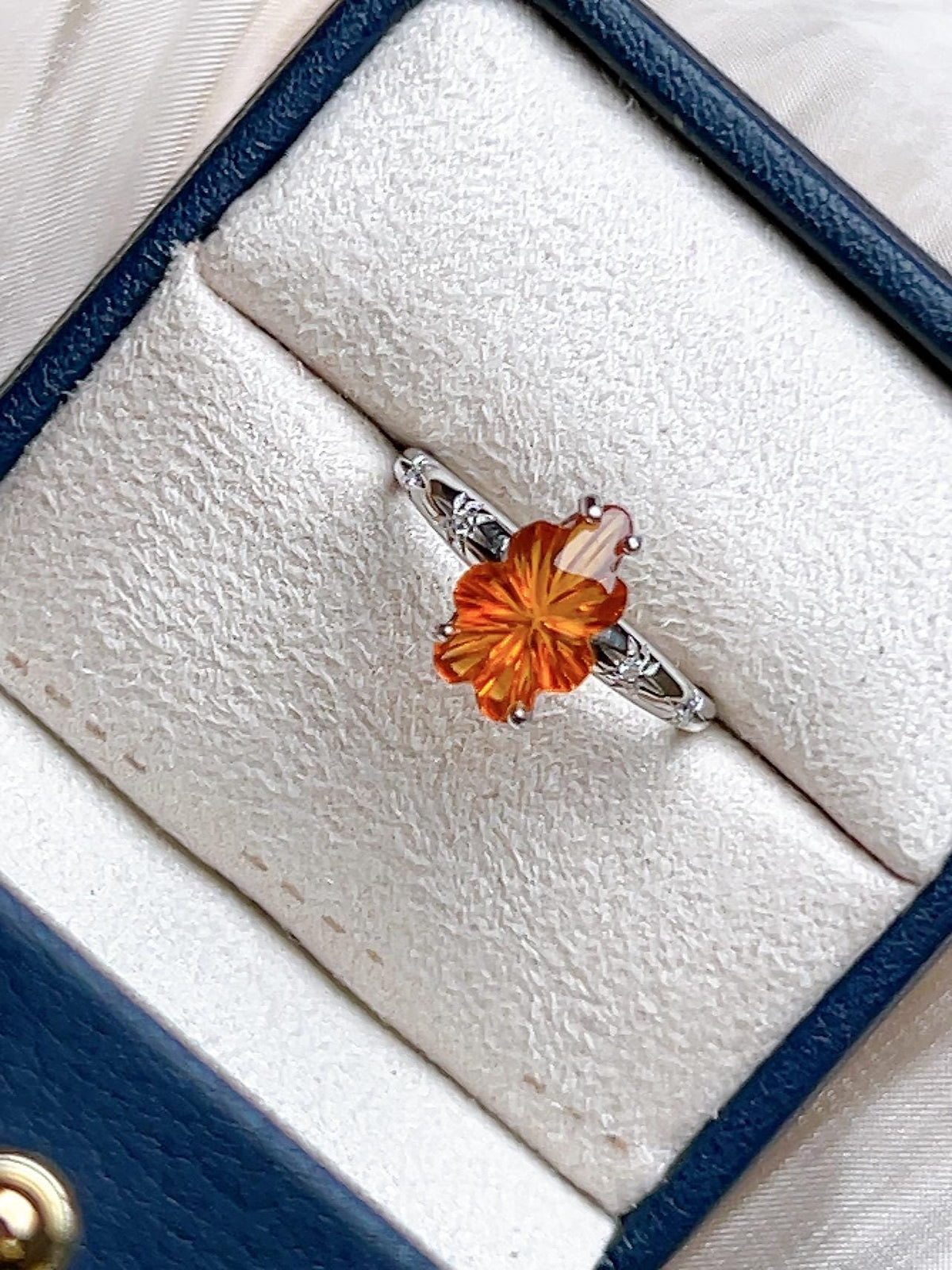 Natural Citrine Sunburst Floral Ring, S925 Sterling Silver - view 3