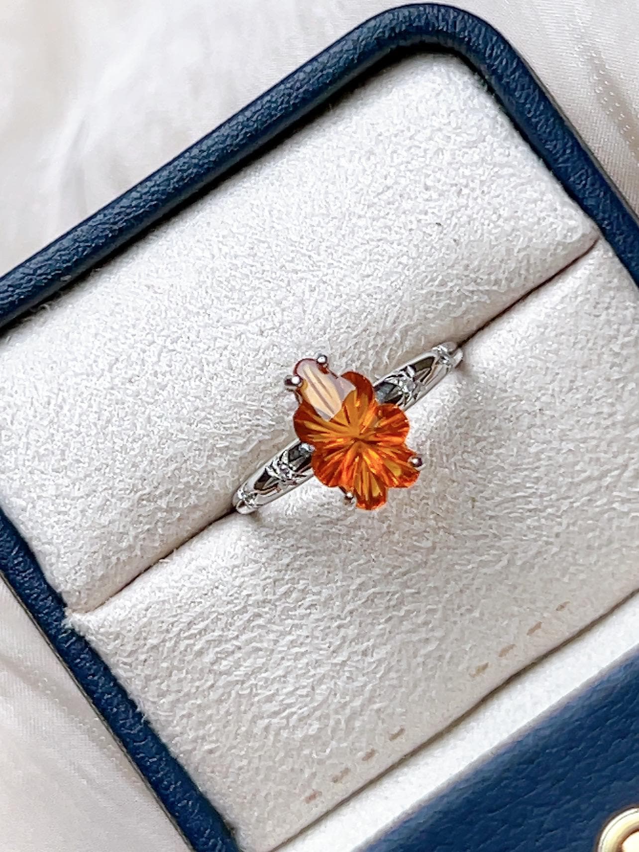 Natural Citrine Sunburst Floral Ring, S925 Sterling Silver - view 5