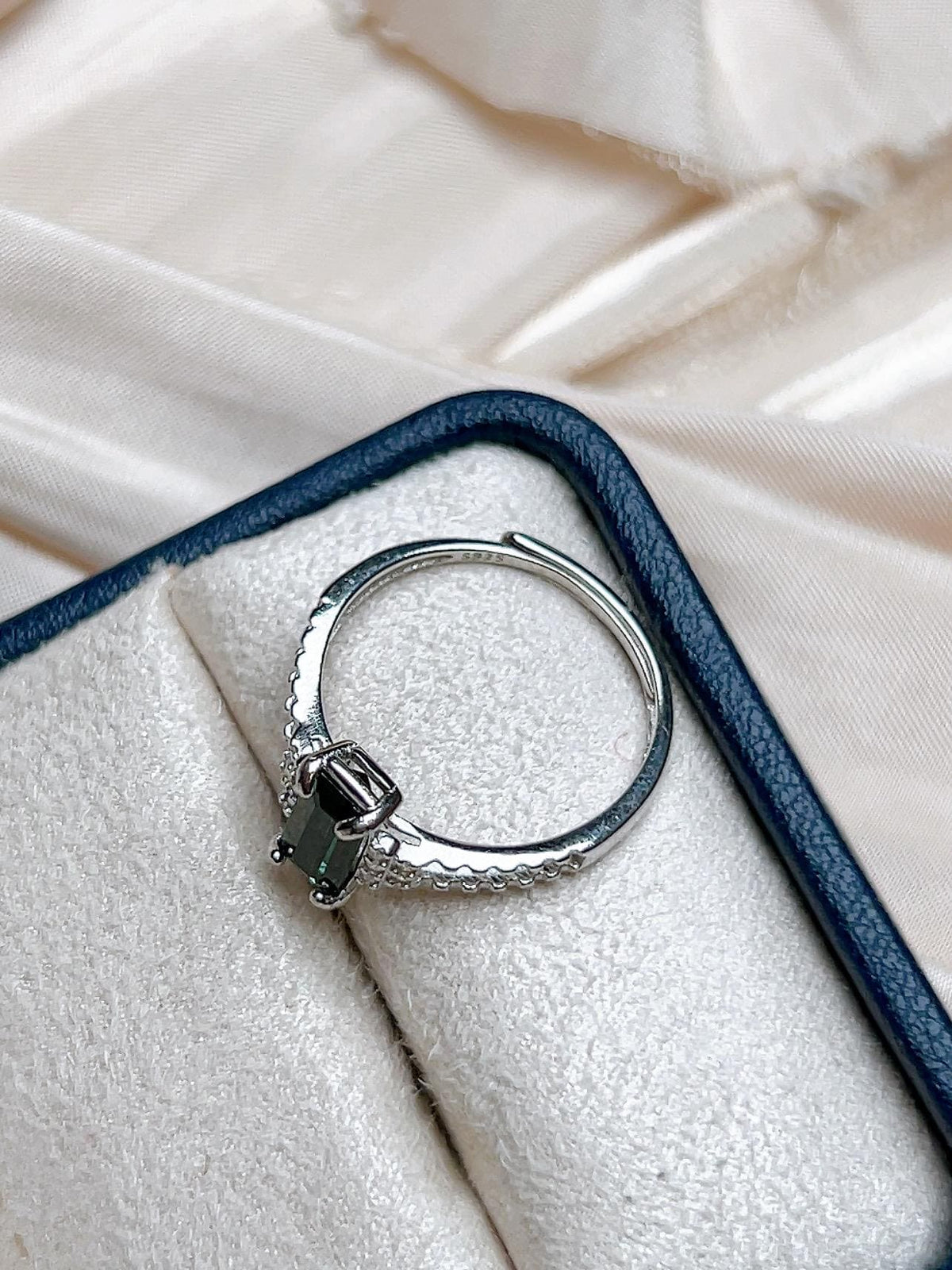 Natural Blue Green Tourmaline Emerald Cut Ring, S925 Sterling Silver - view 3