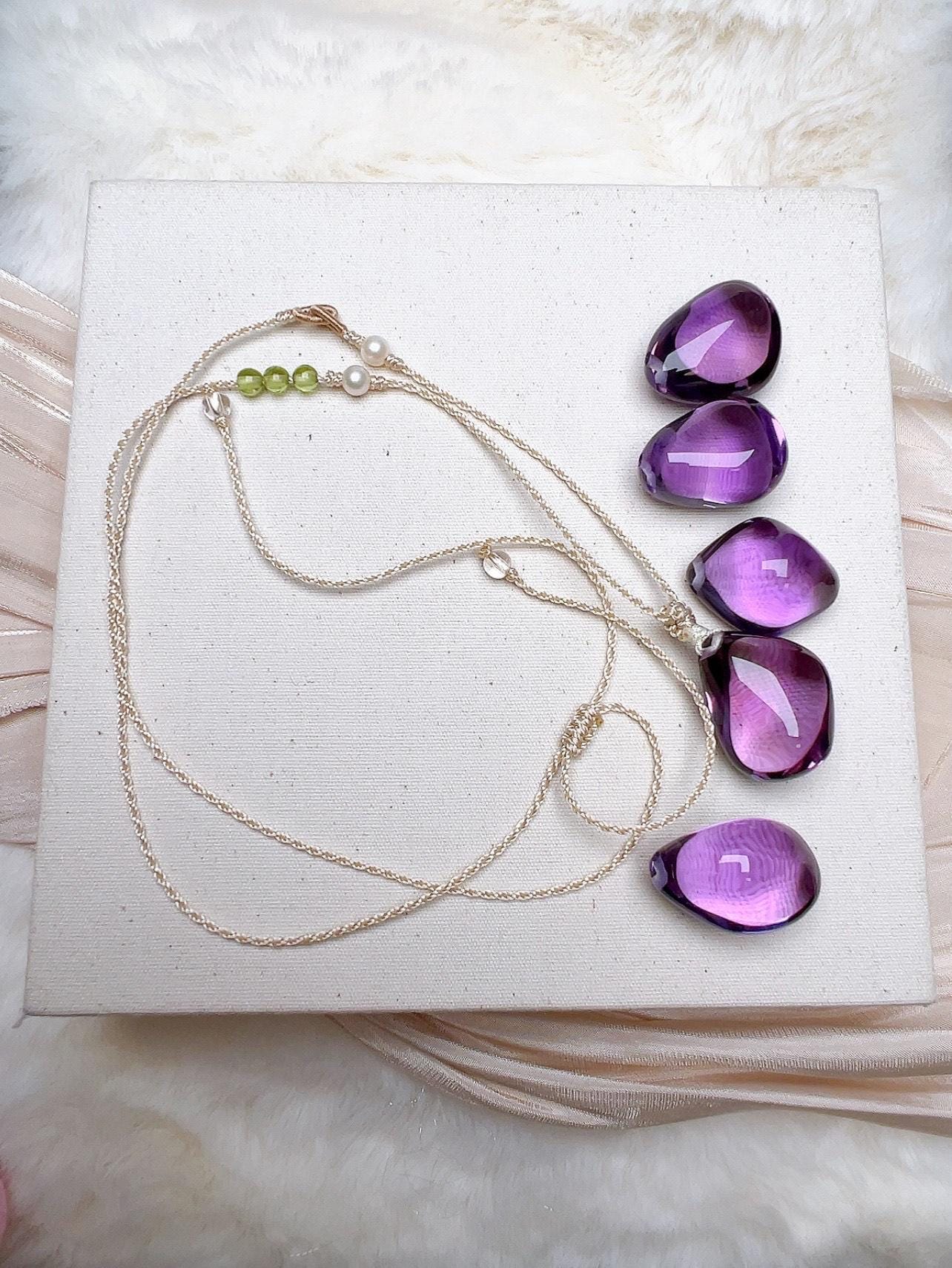 Natural Amethyst Teardrop Pendant - view 5