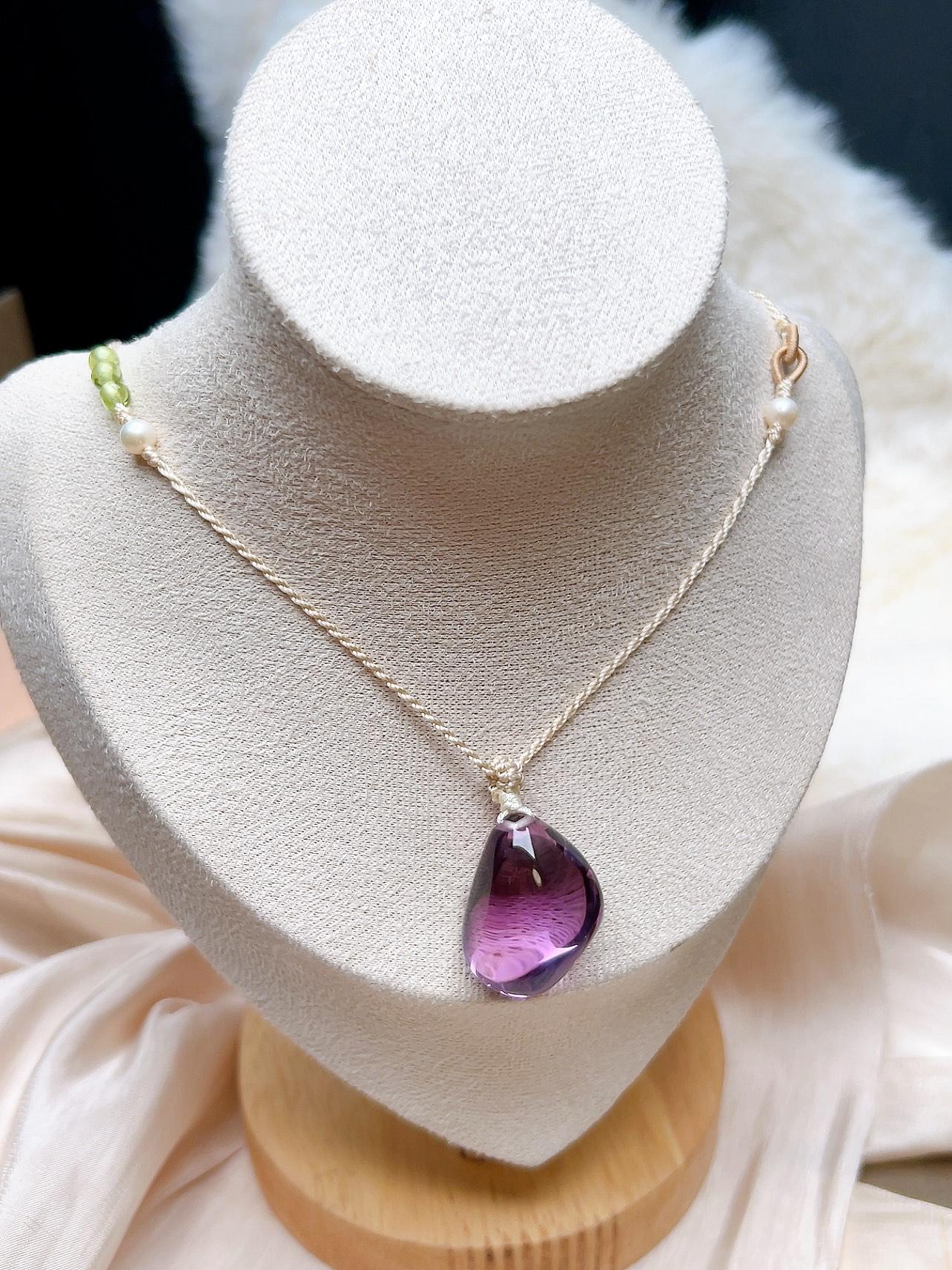Natural Amethyst Teardrop Pendant - view 6