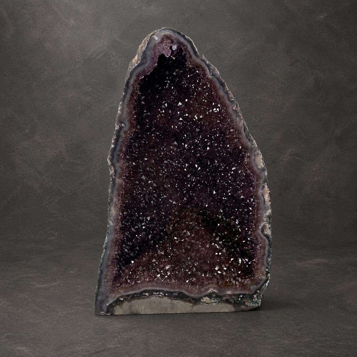 Top Grade Brazilian Amethyst Geode with Golden Rutile Inclusions, Natural Outer Rind Crystal Cave, 20kg Exact Specimen - view 1