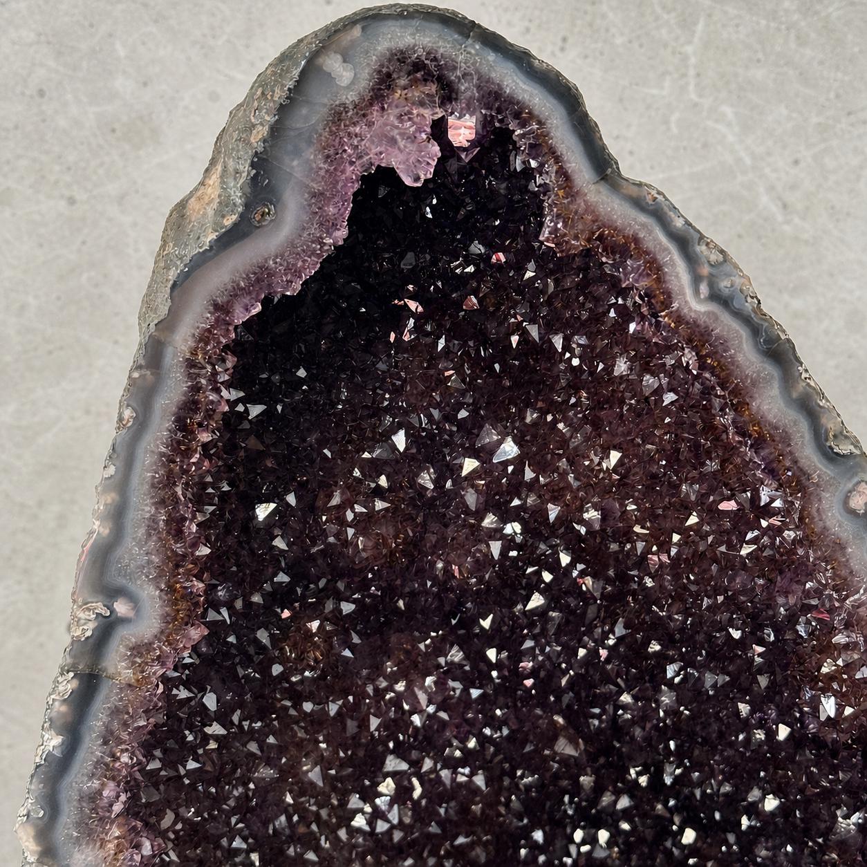 Top Grade Brazilian Amethyst Geode with Golden Rutile Inclusions, Natural Outer Rind Crystal Cave, 20kg Exact Specimen - view 3